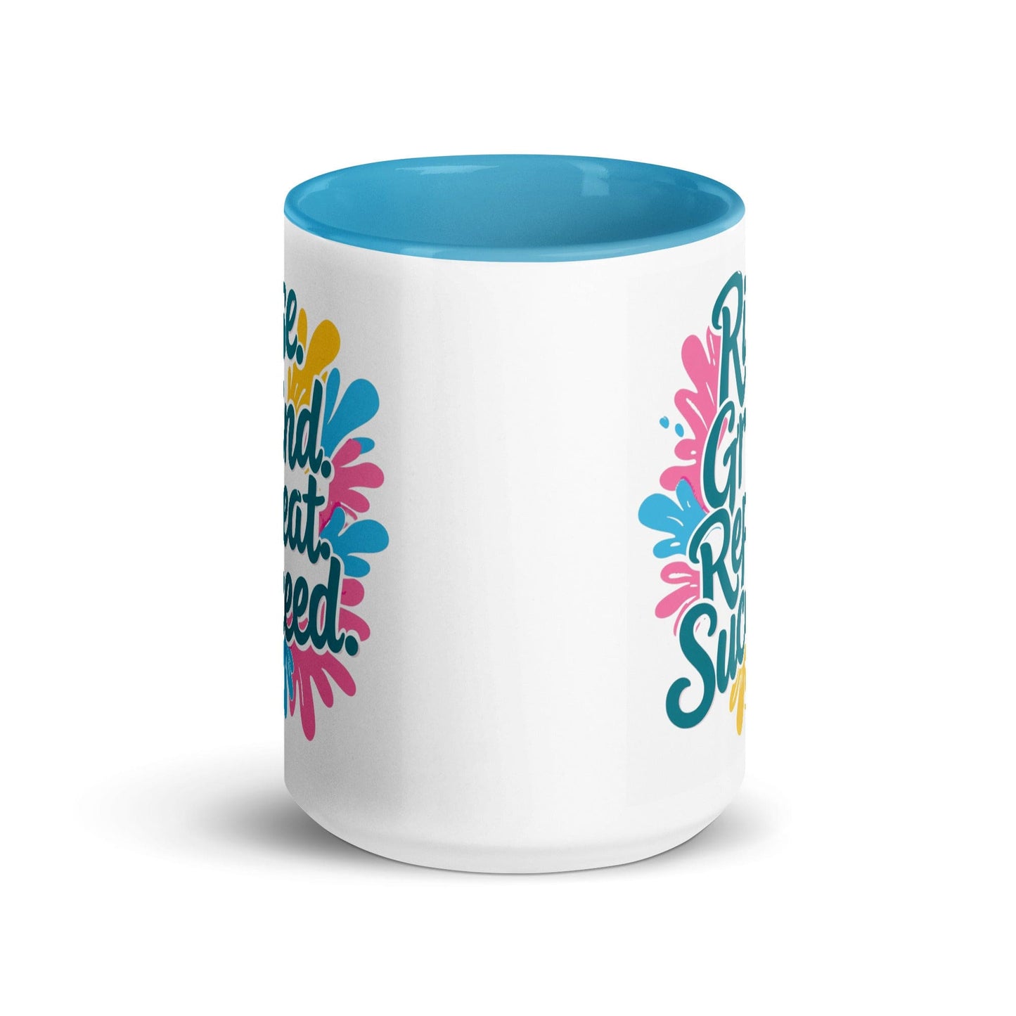 15oz Ceramic Mug with Color with 'Rise. Grind. Repeat. Succeed.' - Collections by Moke 5671035