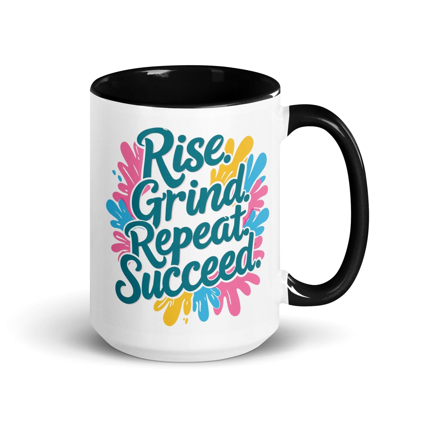 15oz Ceramic Mug with Color with 'Rise. Grind. Repeat. Succeed.' - Collections by Moke 91628898