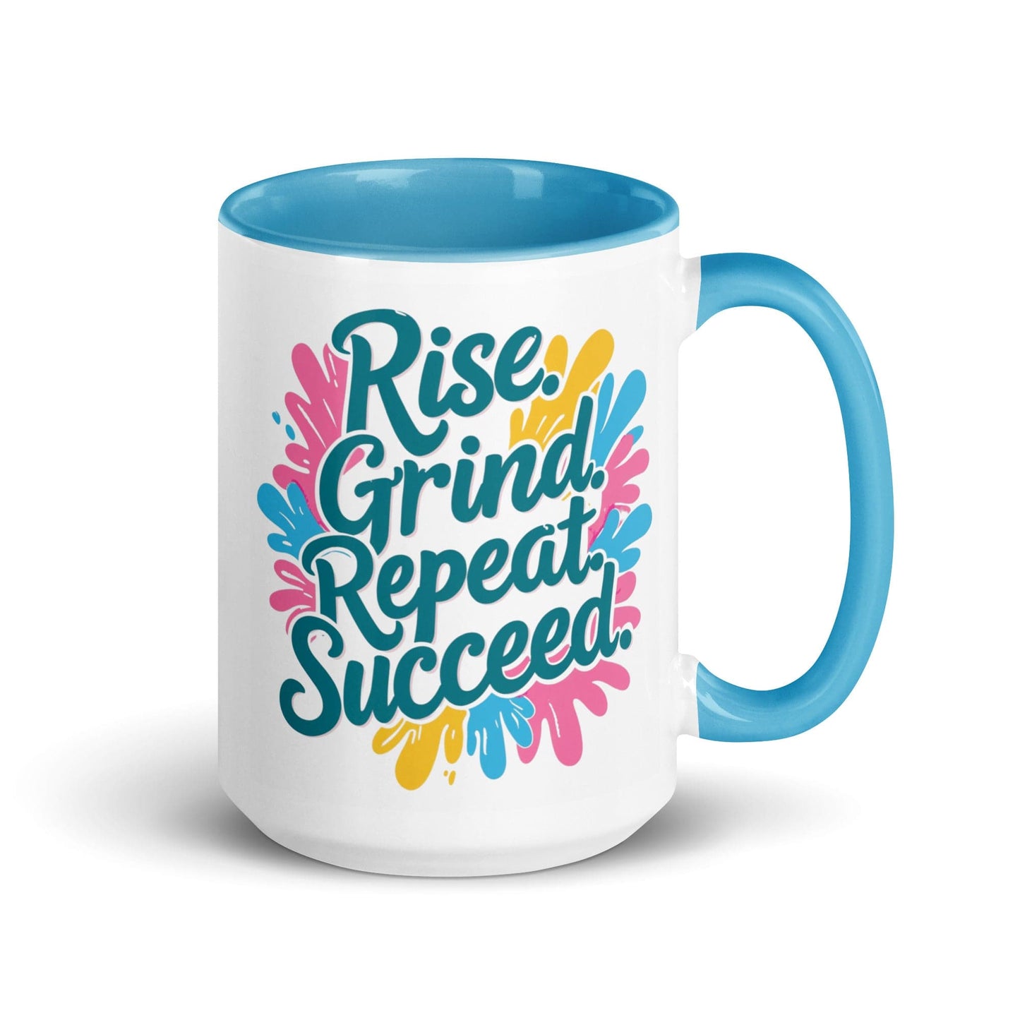 15oz Ceramic Mug with Color with 'Rise. Grind. Repeat. Succeed.' - Collections by Moke 82903945