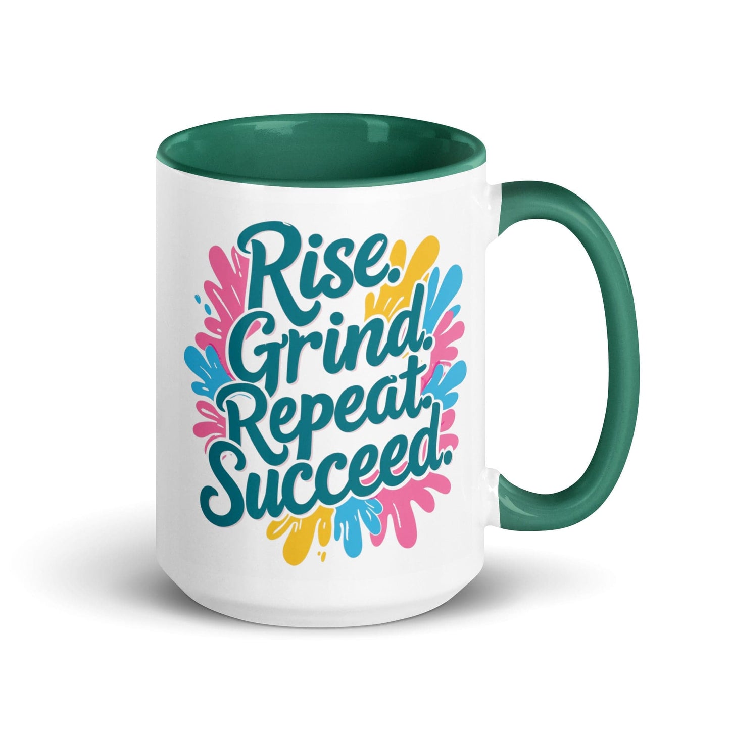 15oz Ceramic Mug with Color with 'Rise. Grind. Repeat. Succeed.' - Collections by Moke 419452