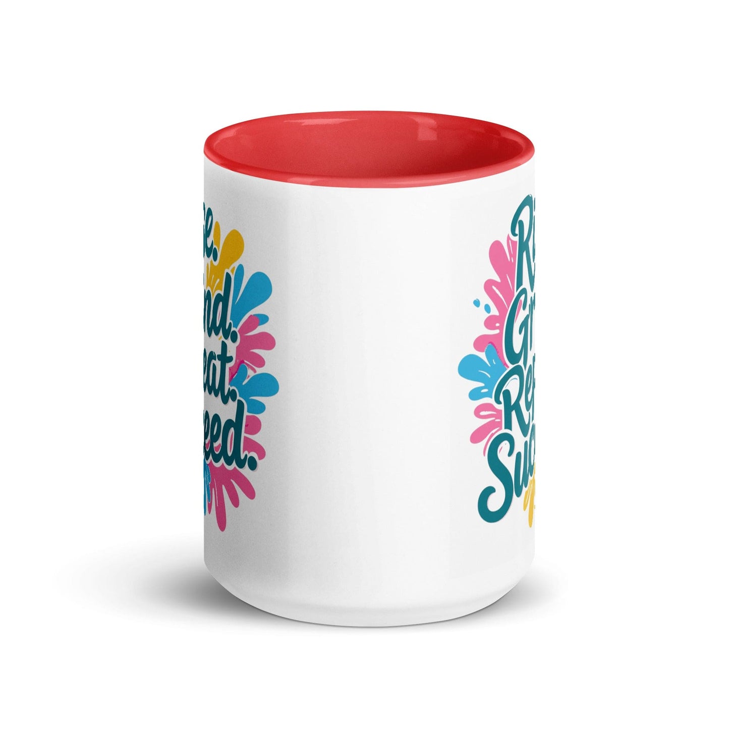 15oz Ceramic Mug with Color with 'Rise. Grind. Repeat. Succeed.' - Collections by Moke 6980225