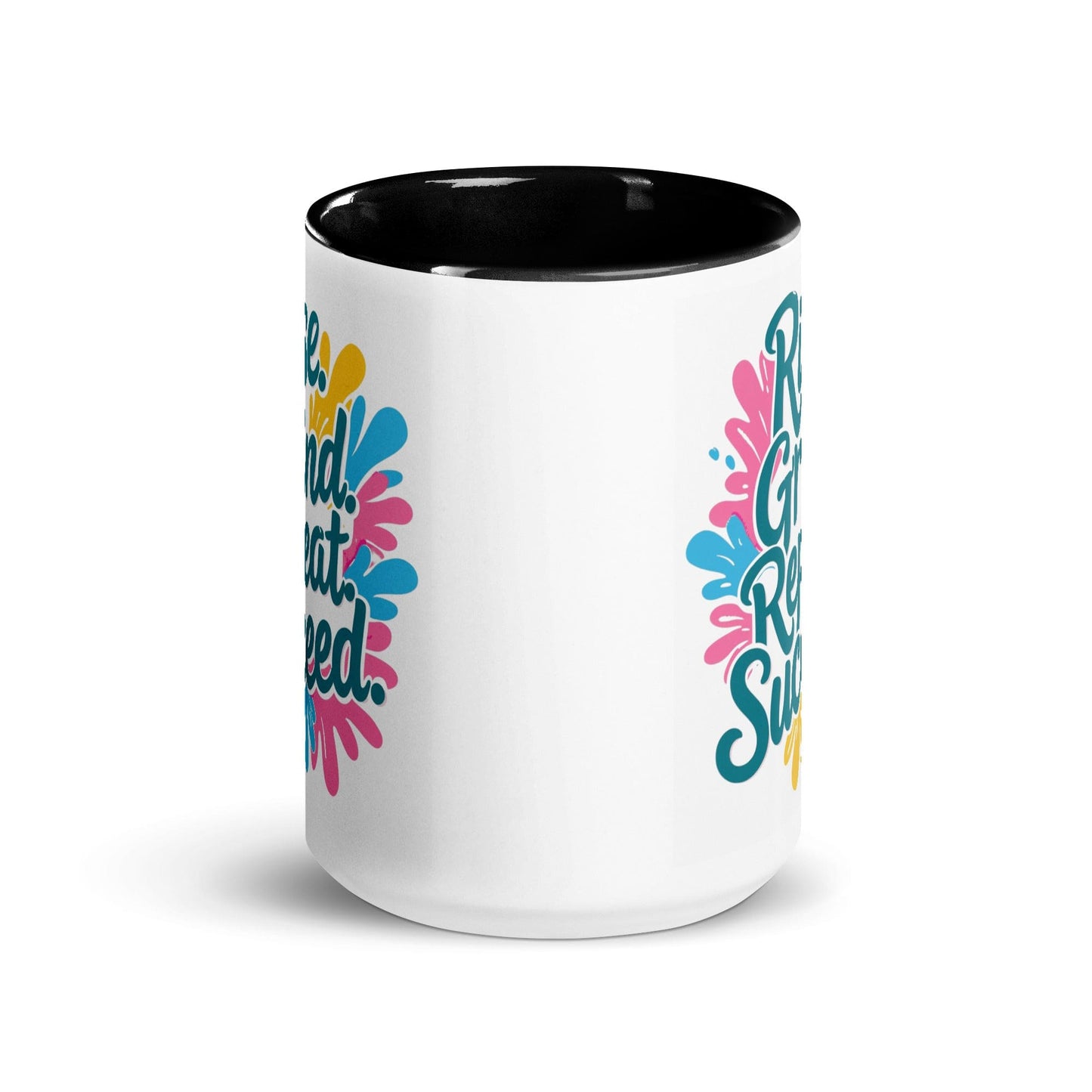 15oz Ceramic Mug with Color with 'Rise. Grind. Repeat. Succeed.' - Collections by Moke 55816647