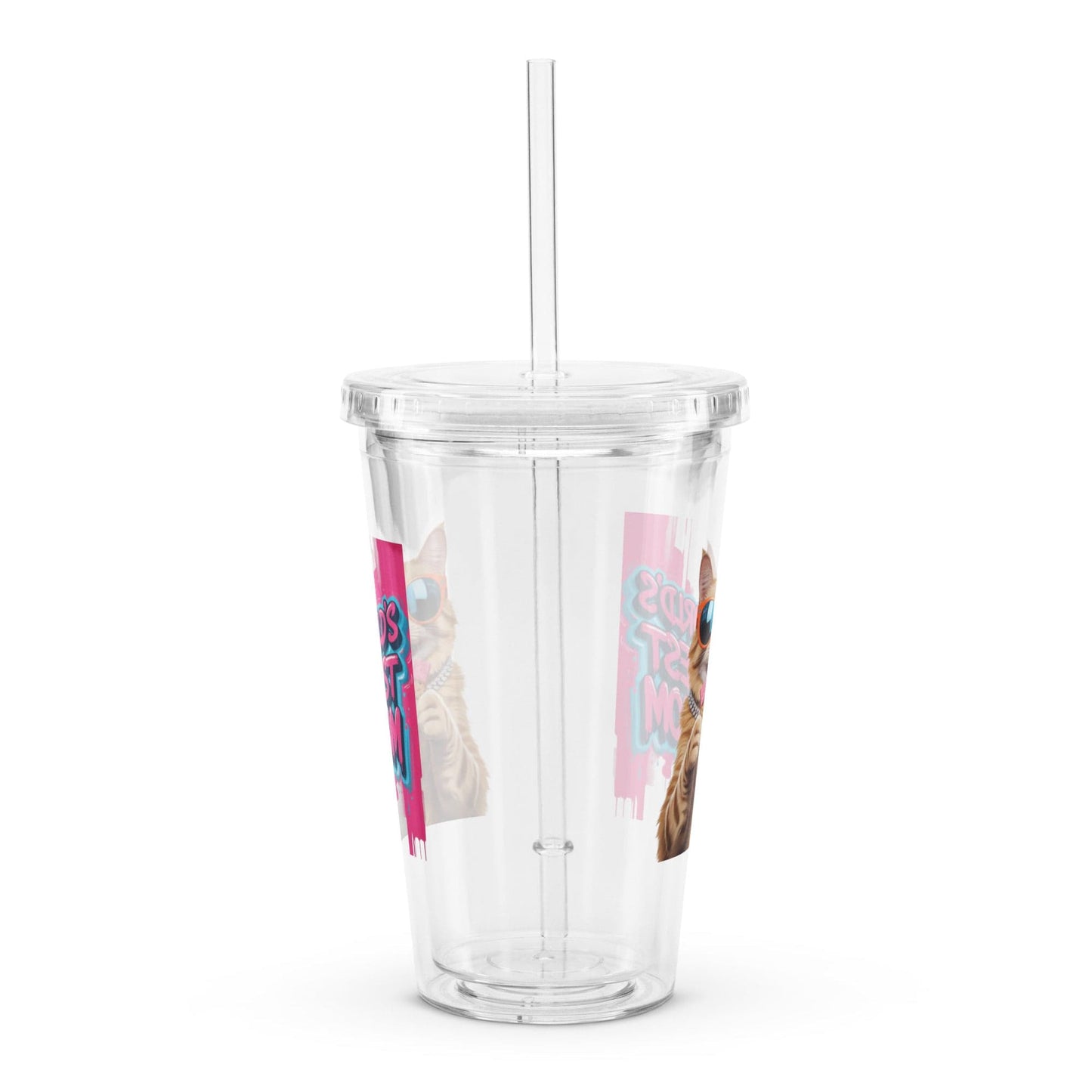 Cat on Plastic Tumbler with "World's Best Mom" for Cat-Mom - Collections by Moke 42169383