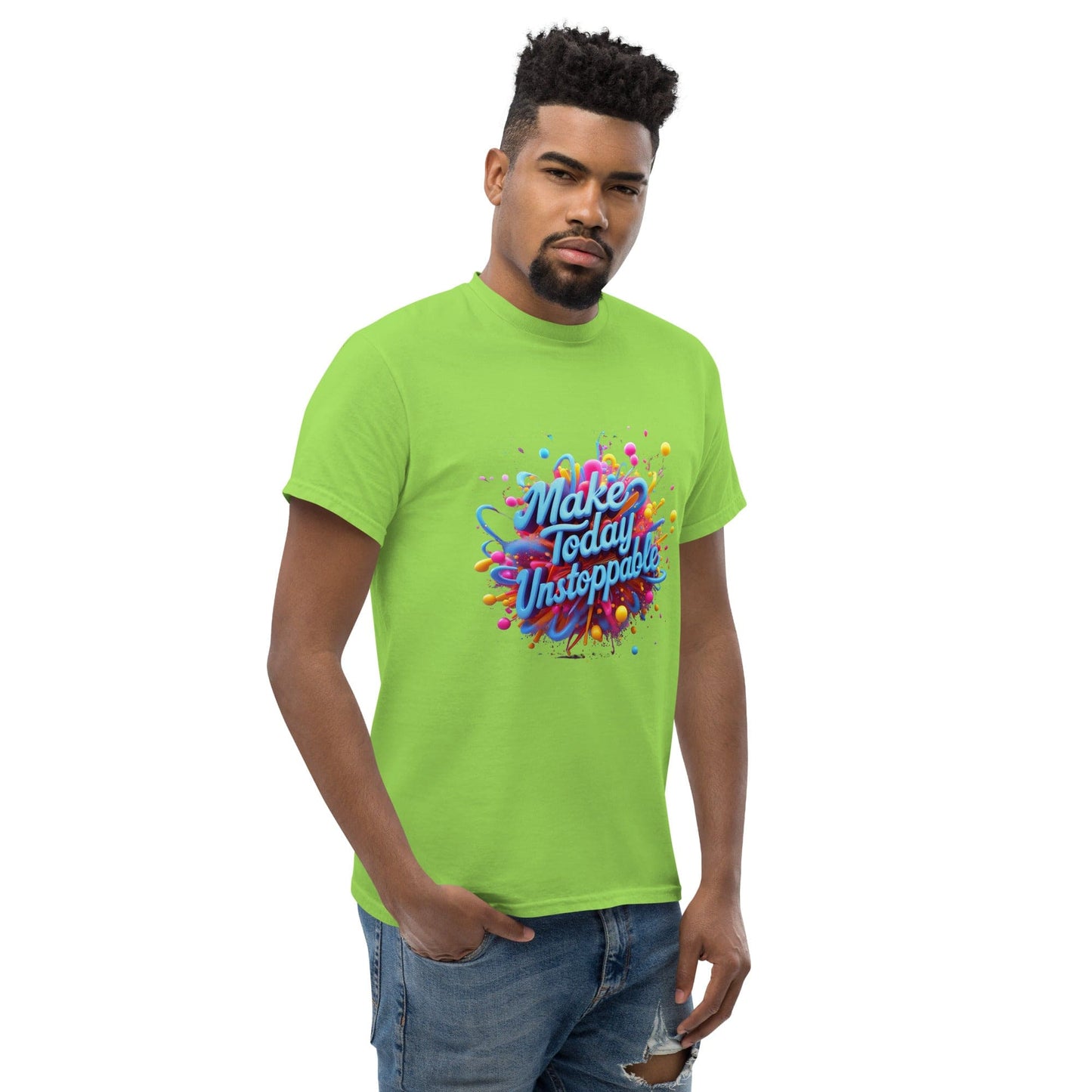 Classic T-Shirt with 3D render of "Make Today Unstoppable" - Collections by Moke 5474642