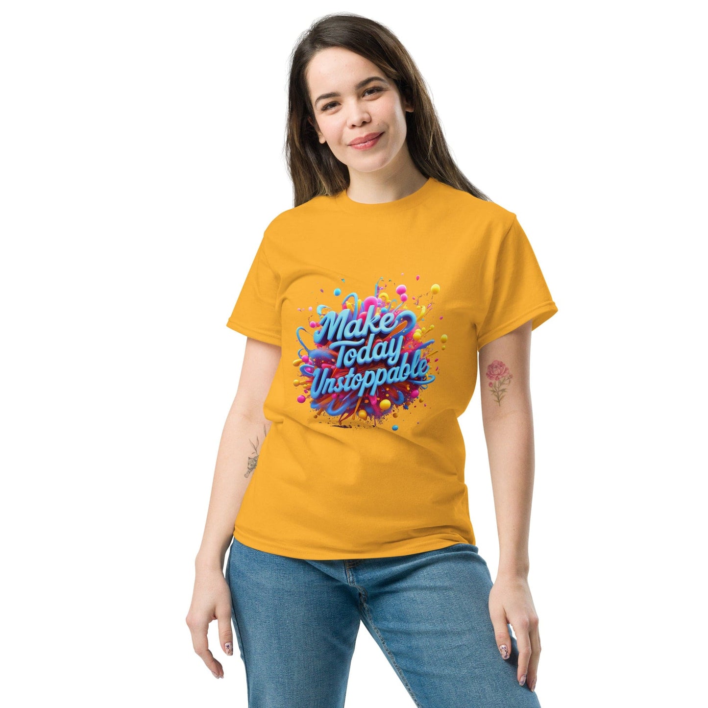 Classic T-Shirt with 3D render of "Make Today Unstoppable" - Collections by Moke 62489953