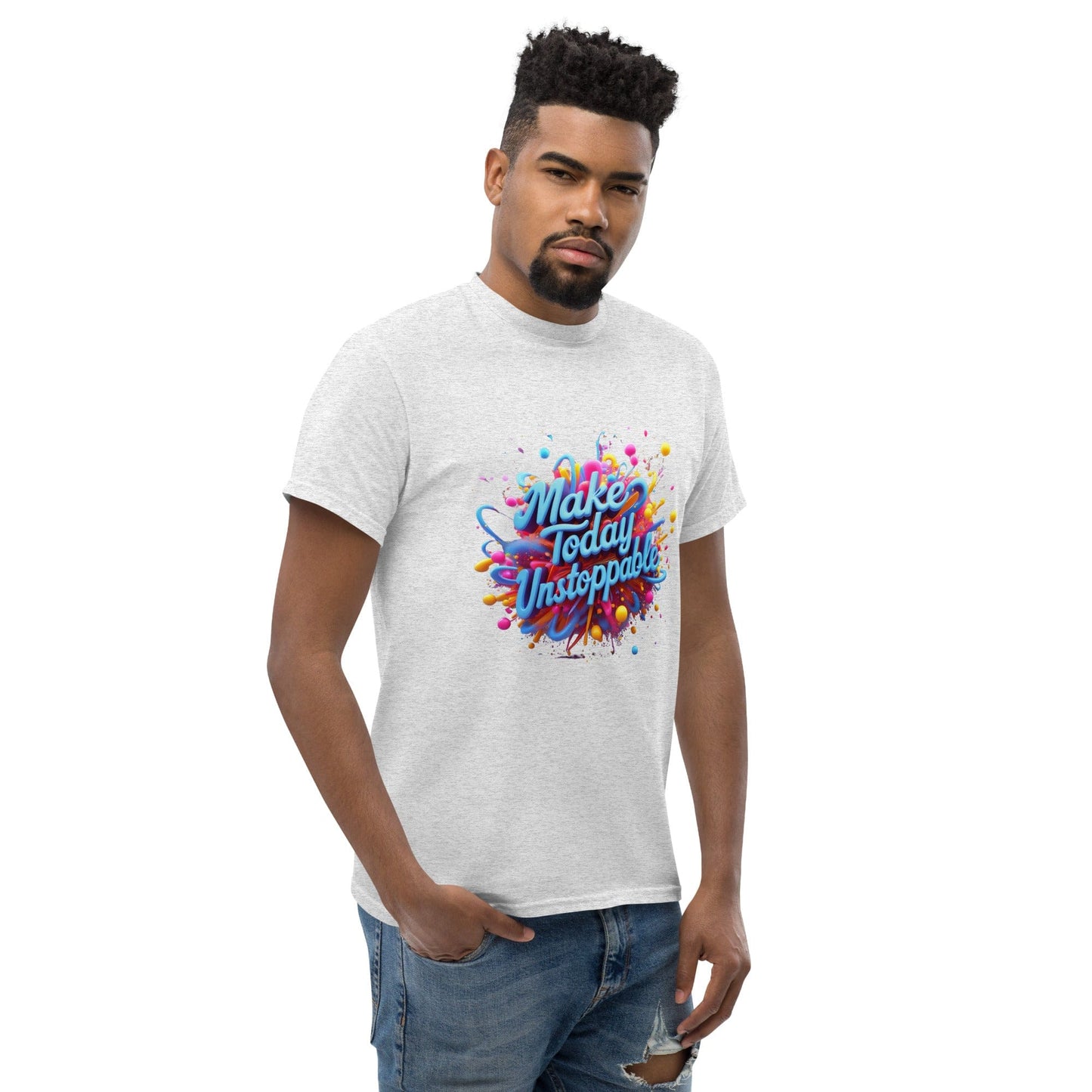 Classic T-Shirt with 3D render of "Make Today Unstoppable" - Collections by Moke 216518