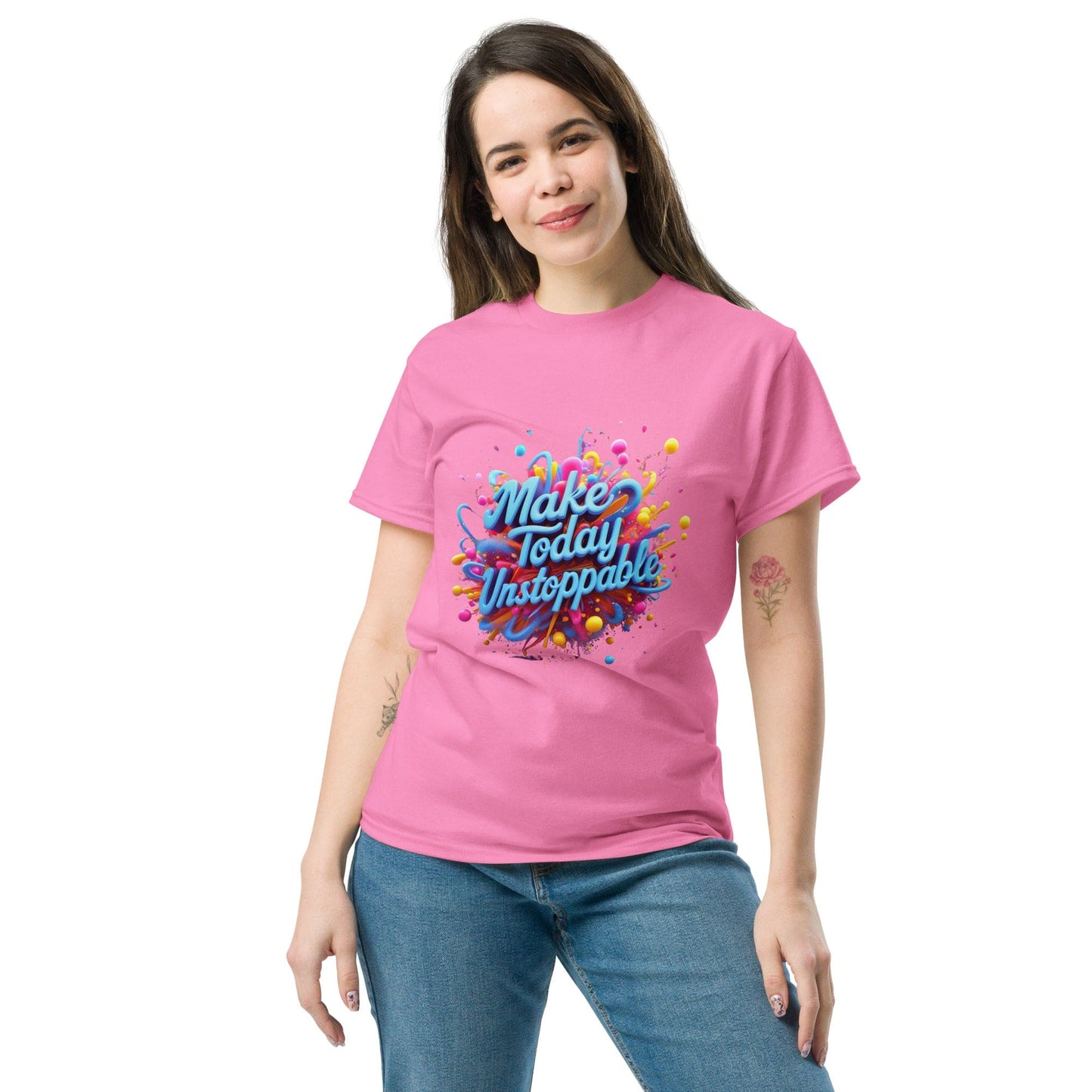 Classic T-Shirt with 3D render of "Make Today Unstoppable" - Collections by Moke 10077684