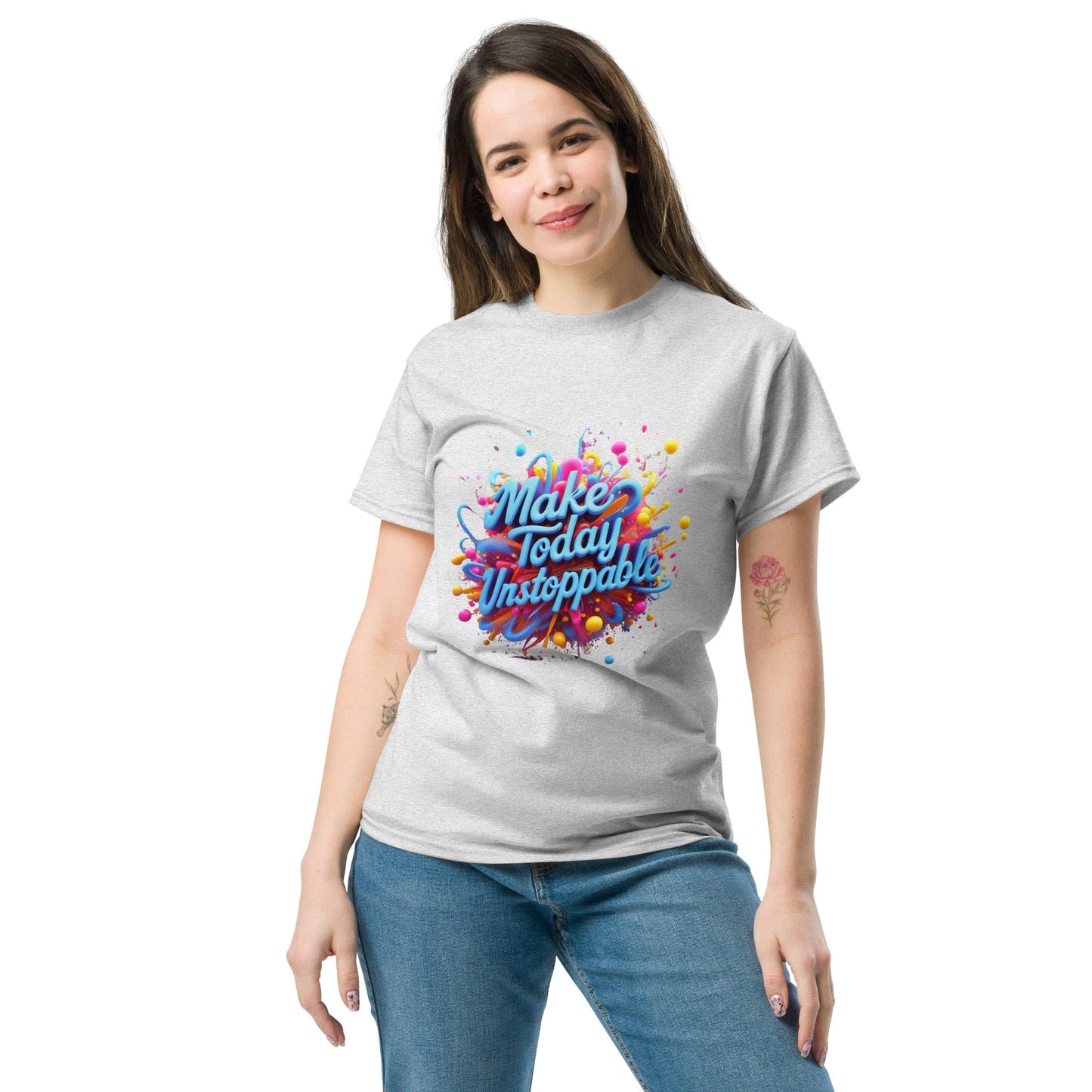 Classic T-Shirt with 3D render of "Make Today Unstoppable" - Collections by Moke 88610666
