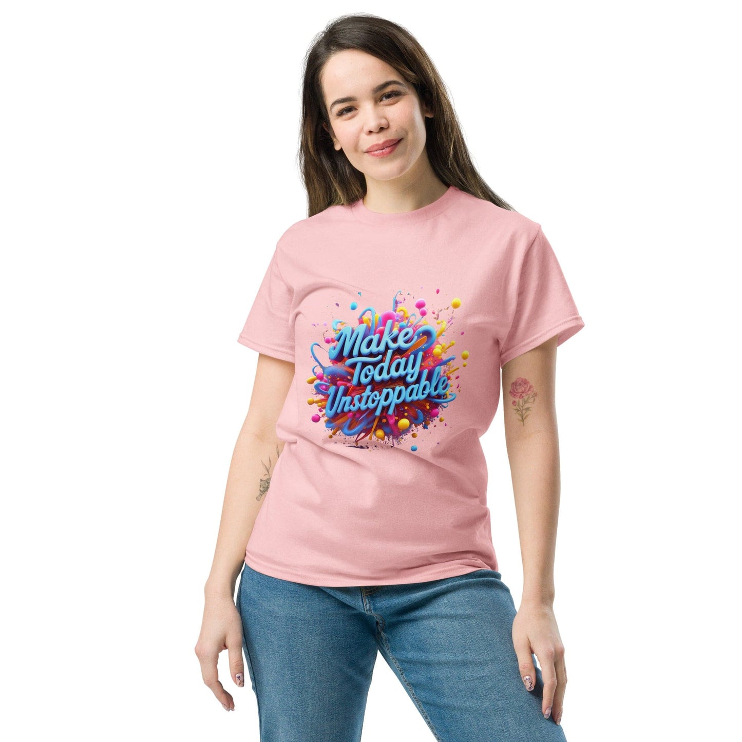 Classic T-Shirt with 3D render of "Make Today Unstoppable" - Collections by Moke 82708799
