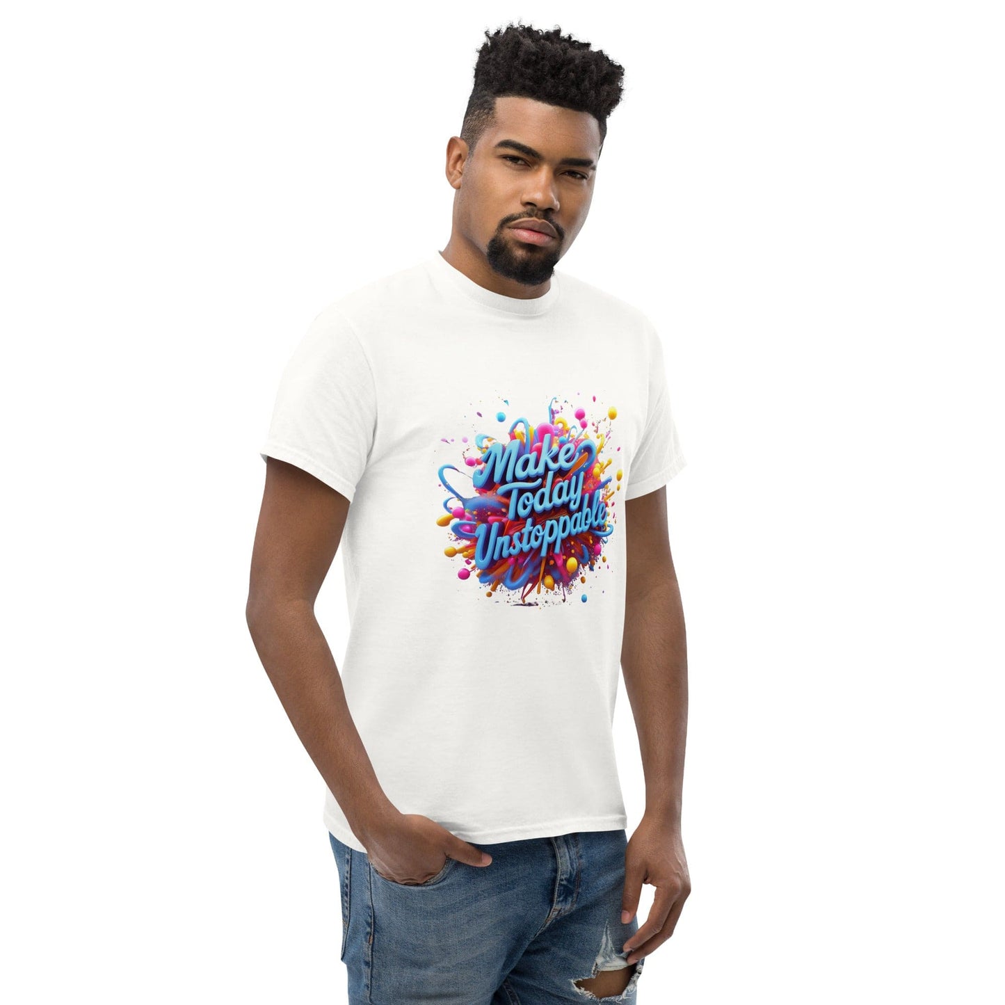 Classic T-Shirt with 3D render of "Make Today Unstoppable" - Collections by Moke 53199573