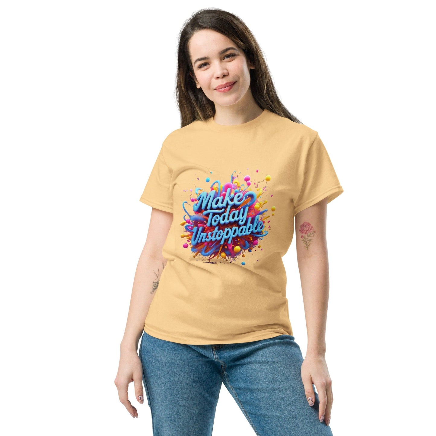 Classic T-Shirt with 3D render of "Make Today Unstoppable" - Collections by Moke 41978336