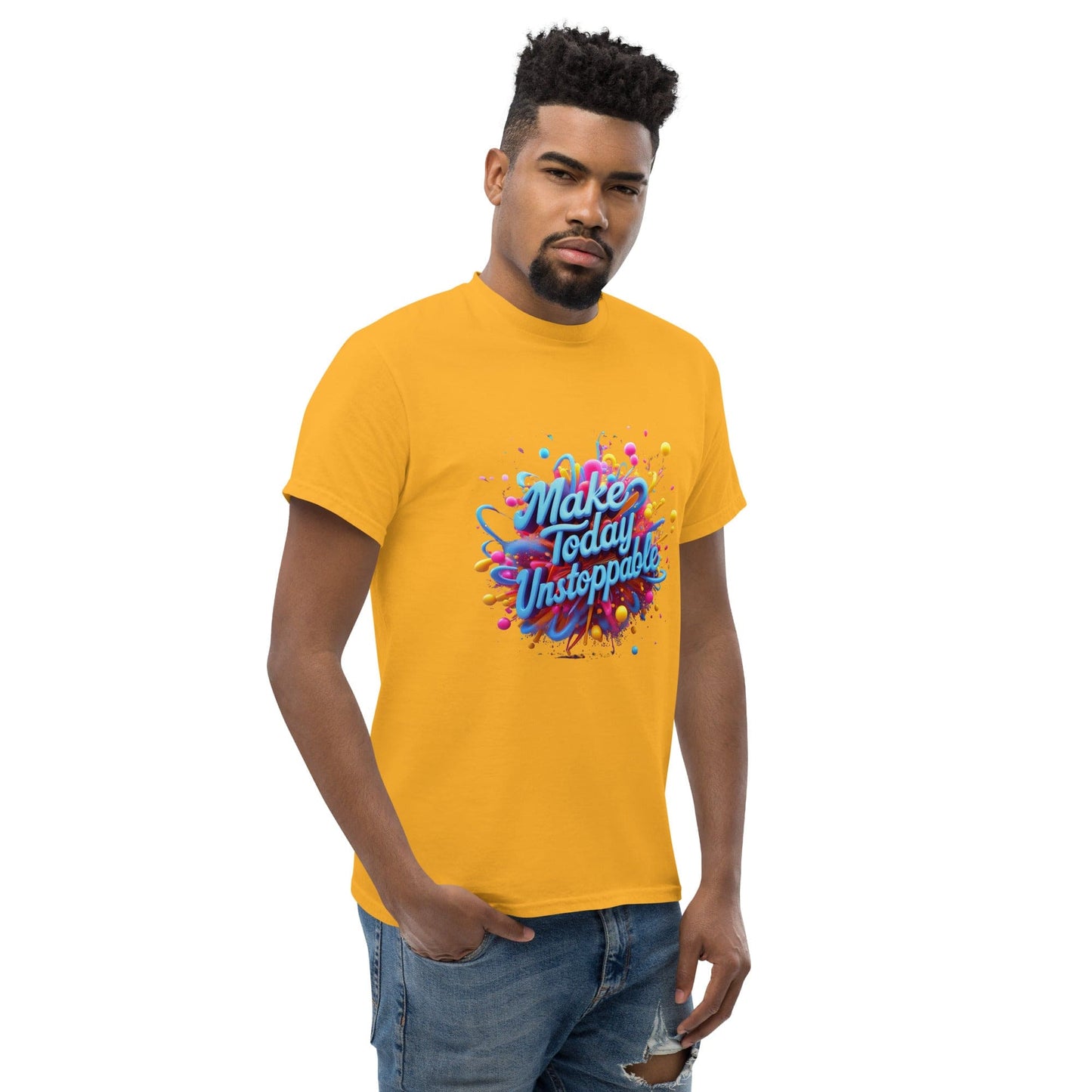 Classic T-Shirt with 3D render of "Make Today Unstoppable" - Collections by Moke 97789976