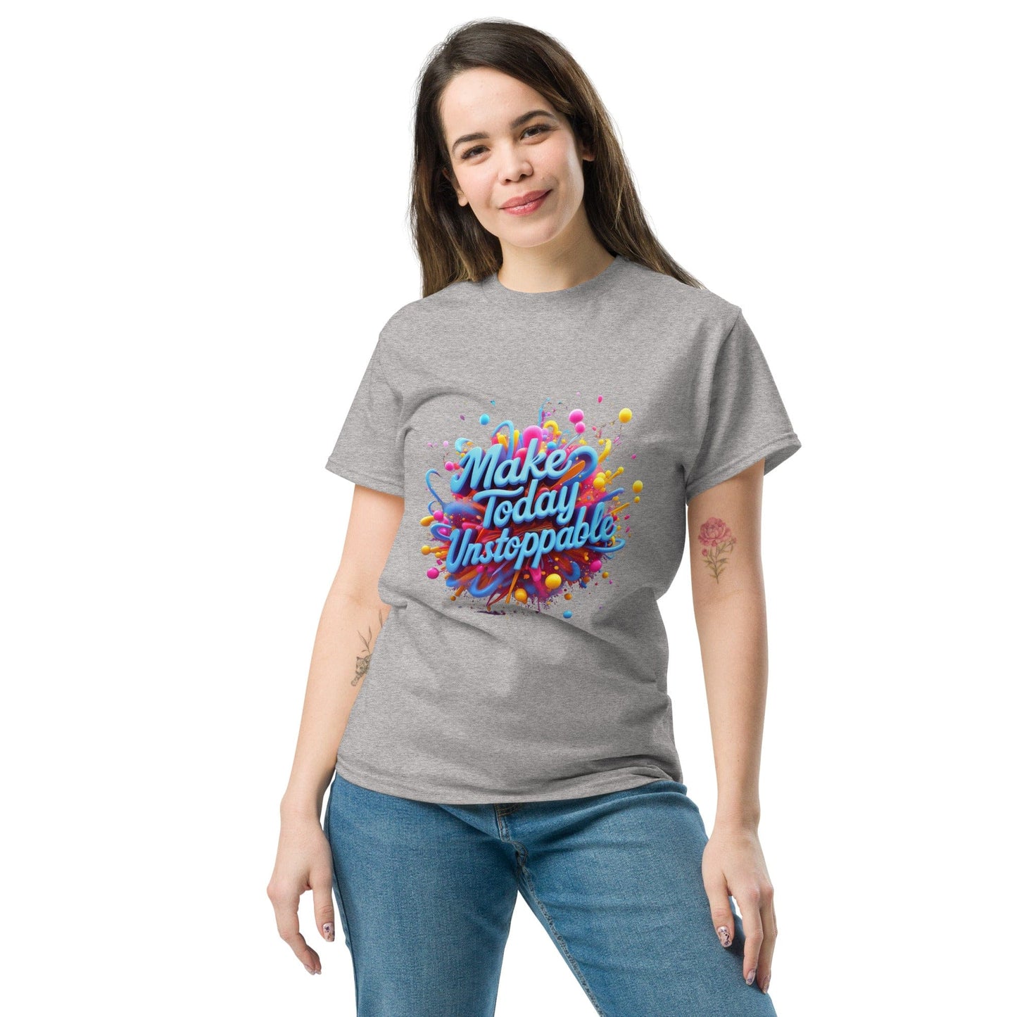 Classic T-Shirt with 3D render of "Make Today Unstoppable" - Collections by Moke 96557305