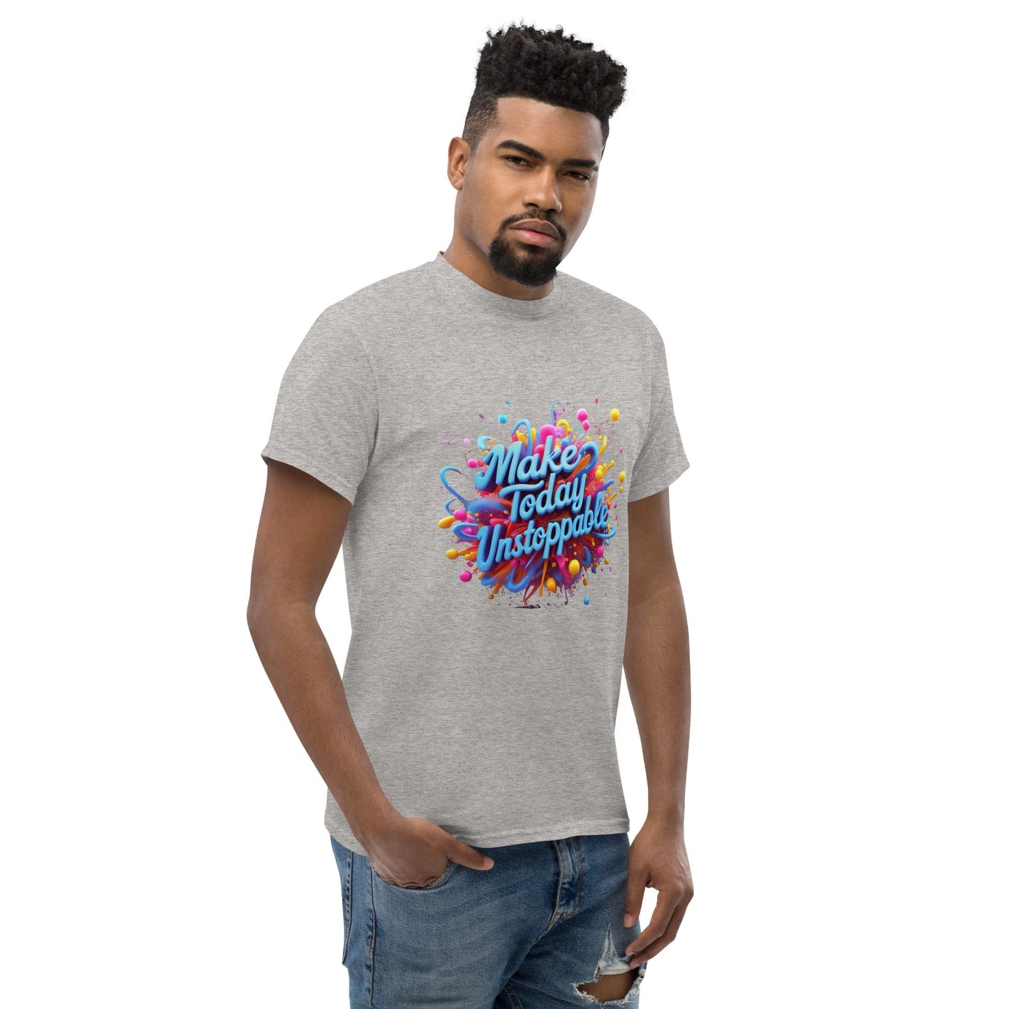 Classic T-Shirt with 3D render of "Make Today Unstoppable" - Collections by Moke 80310587