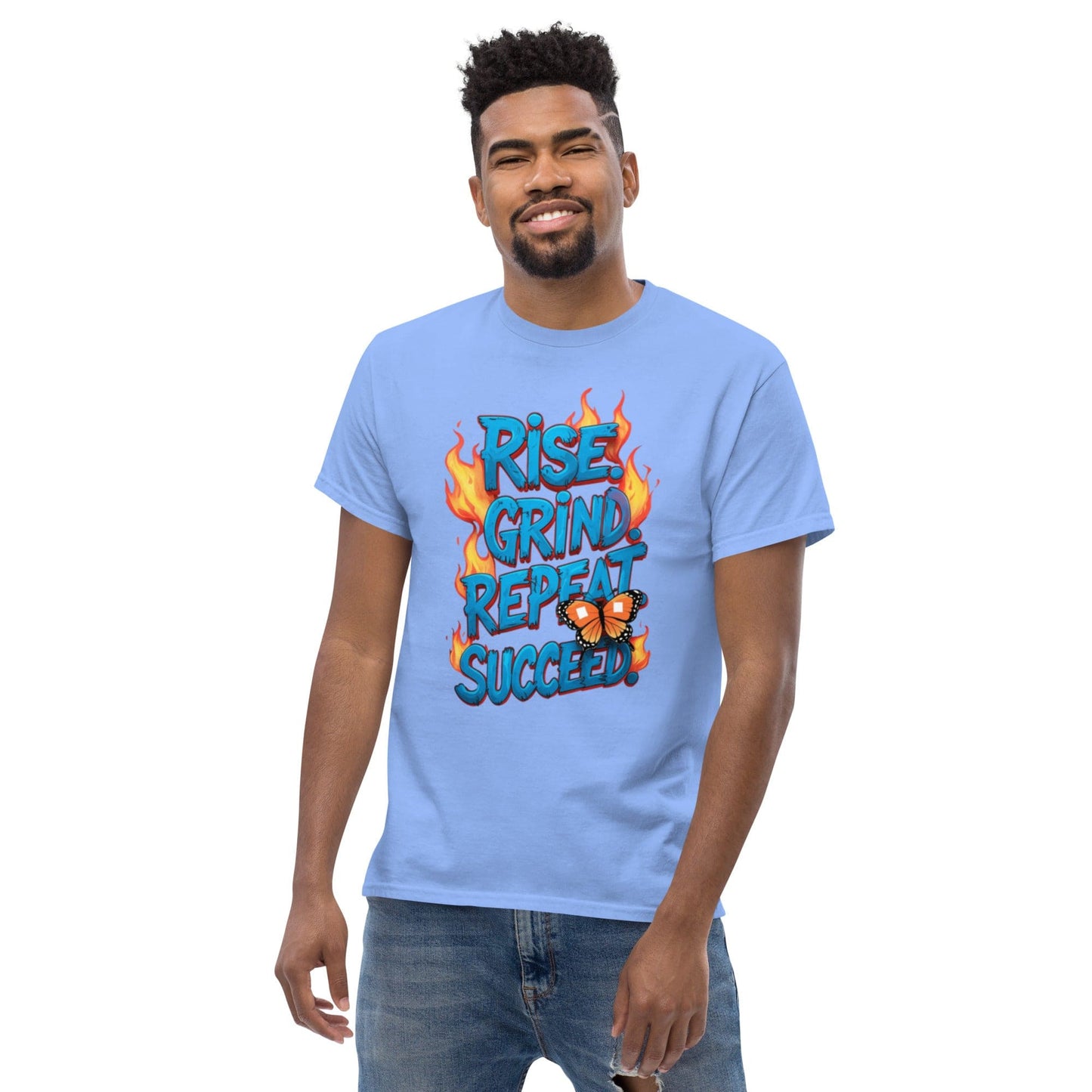 Classic T-Shirt with "Rise, Grind, Repeat, Succeed" - Collections by Moke 97052458