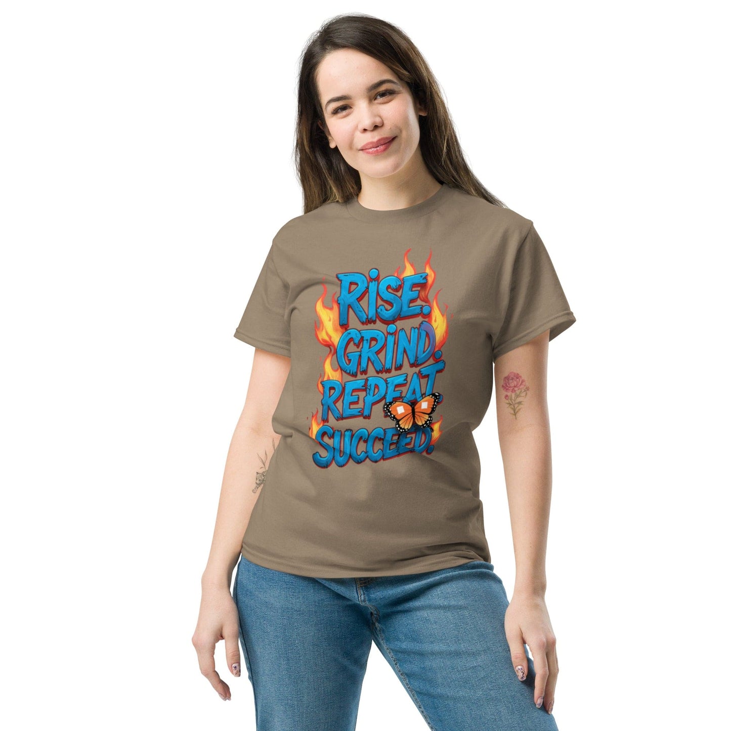 Classic T-Shirt with "Rise, Grind, Repeat, Succeed" - Collections by Moke 15387723