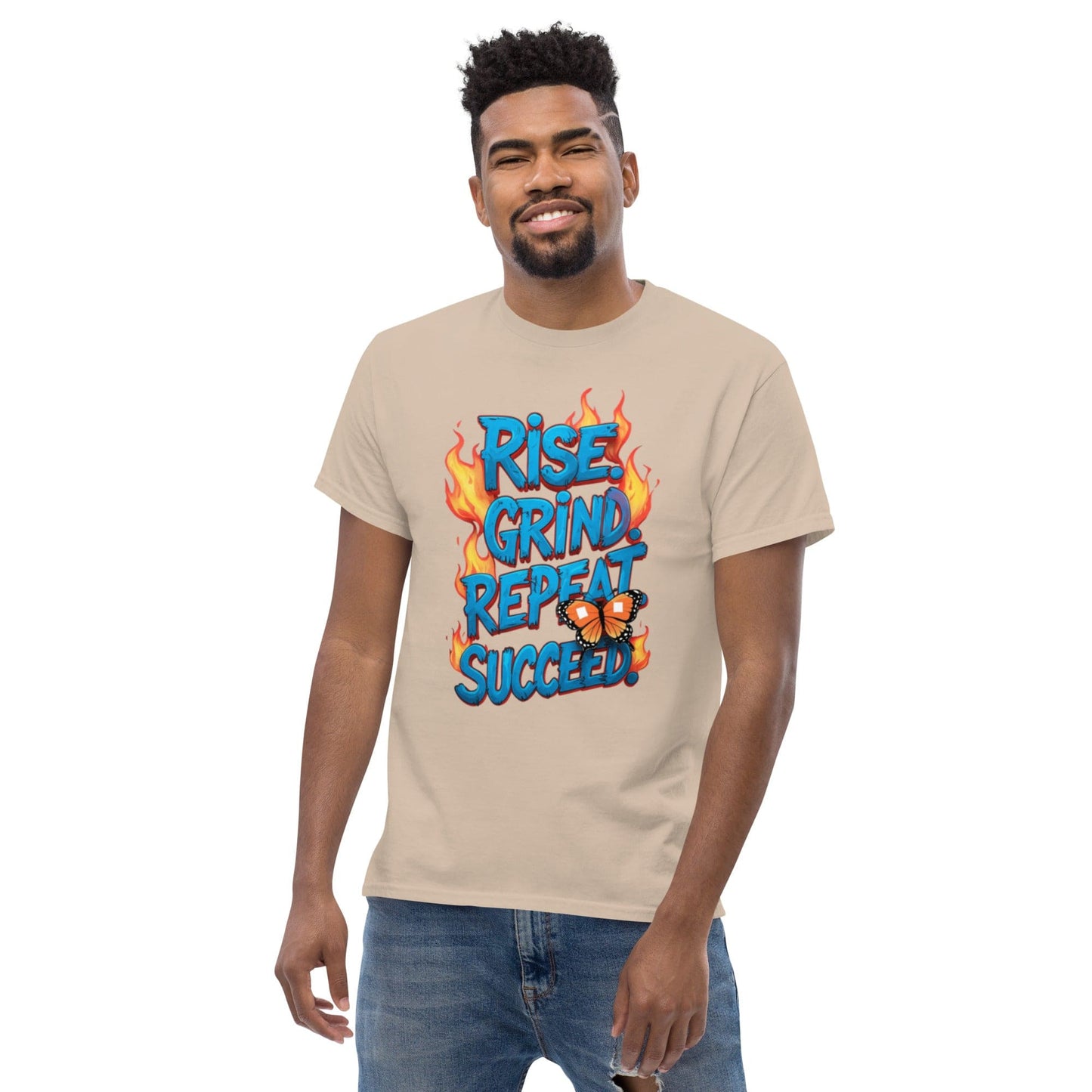 Classic T-Shirt with "Rise, Grind, Repeat, Succeed" - Collections by Moke 16322179