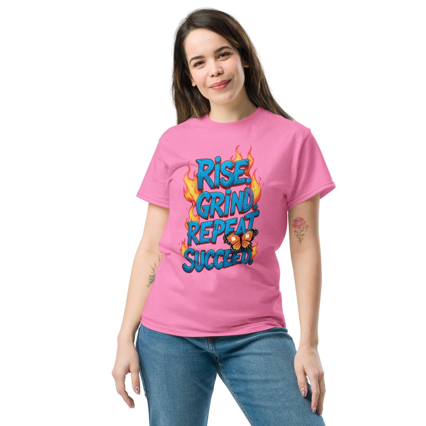 Classic T-Shirt with "Rise, Grind, Repeat, Succeed" - Collections by Moke 94238263