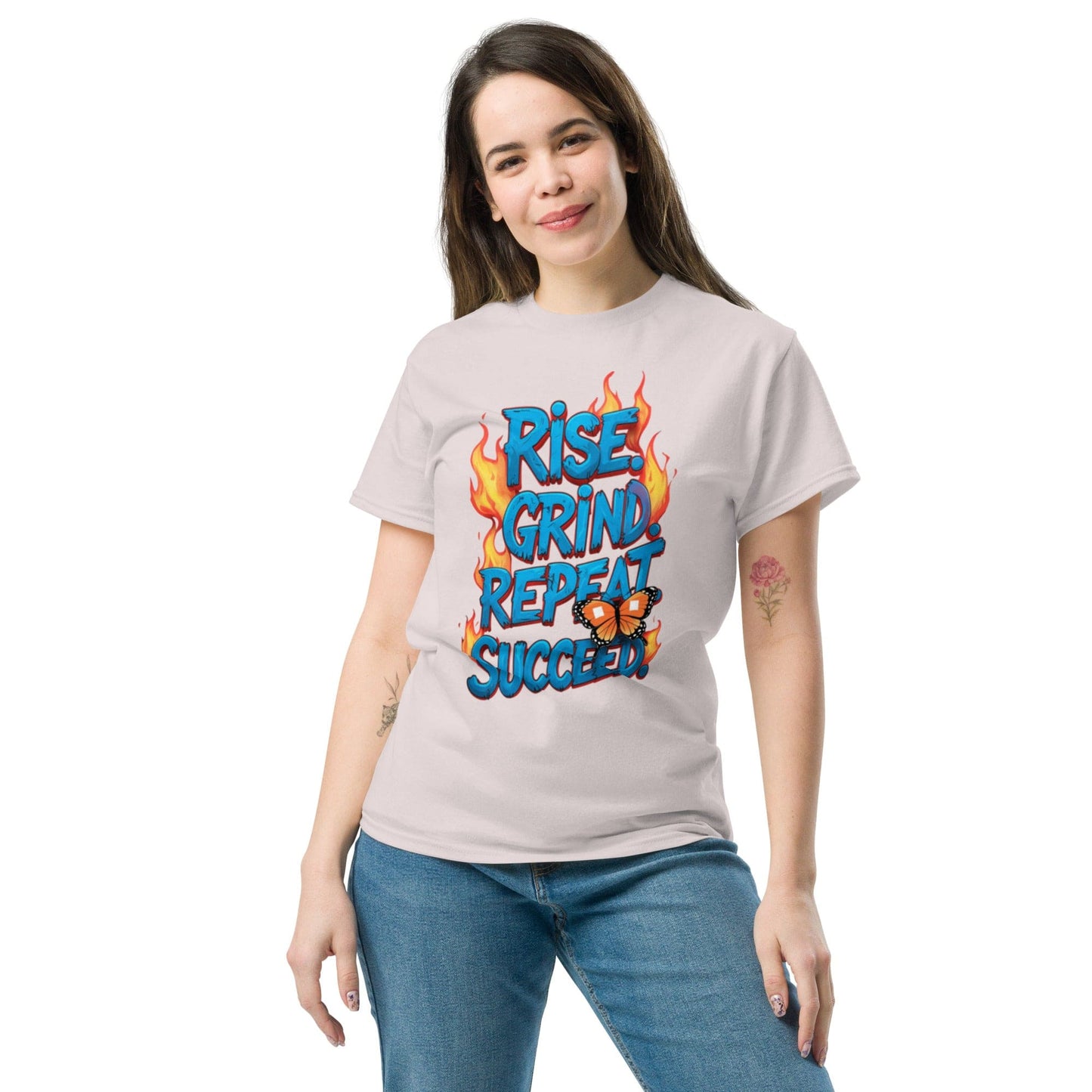 Classic T-Shirt with "Rise, Grind, Repeat, Succeed" - Collections by Moke 63407409