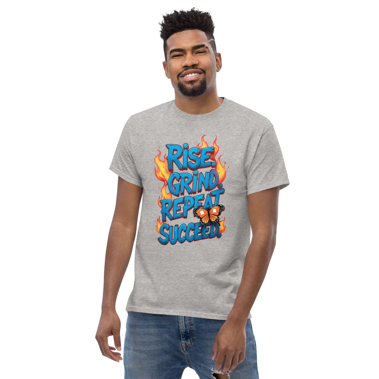 Classic T-Shirt with "Rise, Grind, Repeat, Succeed" - Collections by Moke 35194689
