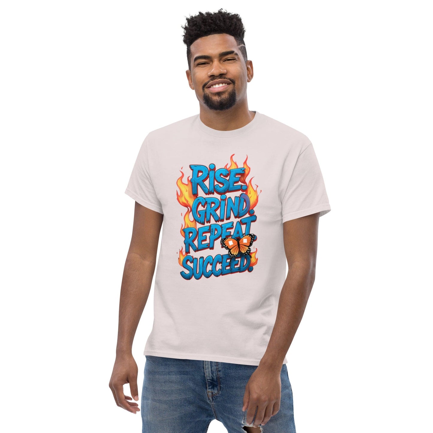 Classic T-Shirt with "Rise, Grind, Repeat, Succeed" - Collections by Moke 82249324