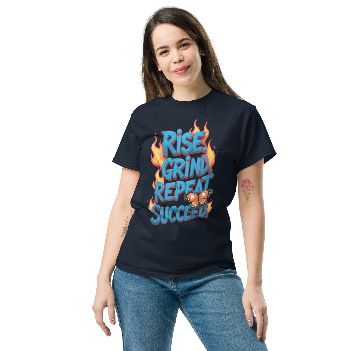 Classic T-Shirt with "Rise, Grind, Repeat, Succeed" - Collections by Moke 64123224