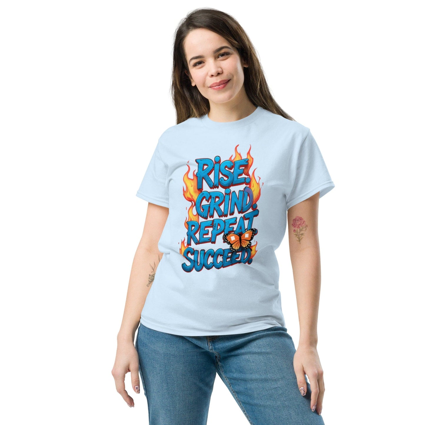 Classic T-Shirt with "Rise, Grind, Repeat, Succeed" - Collections by Moke 125257