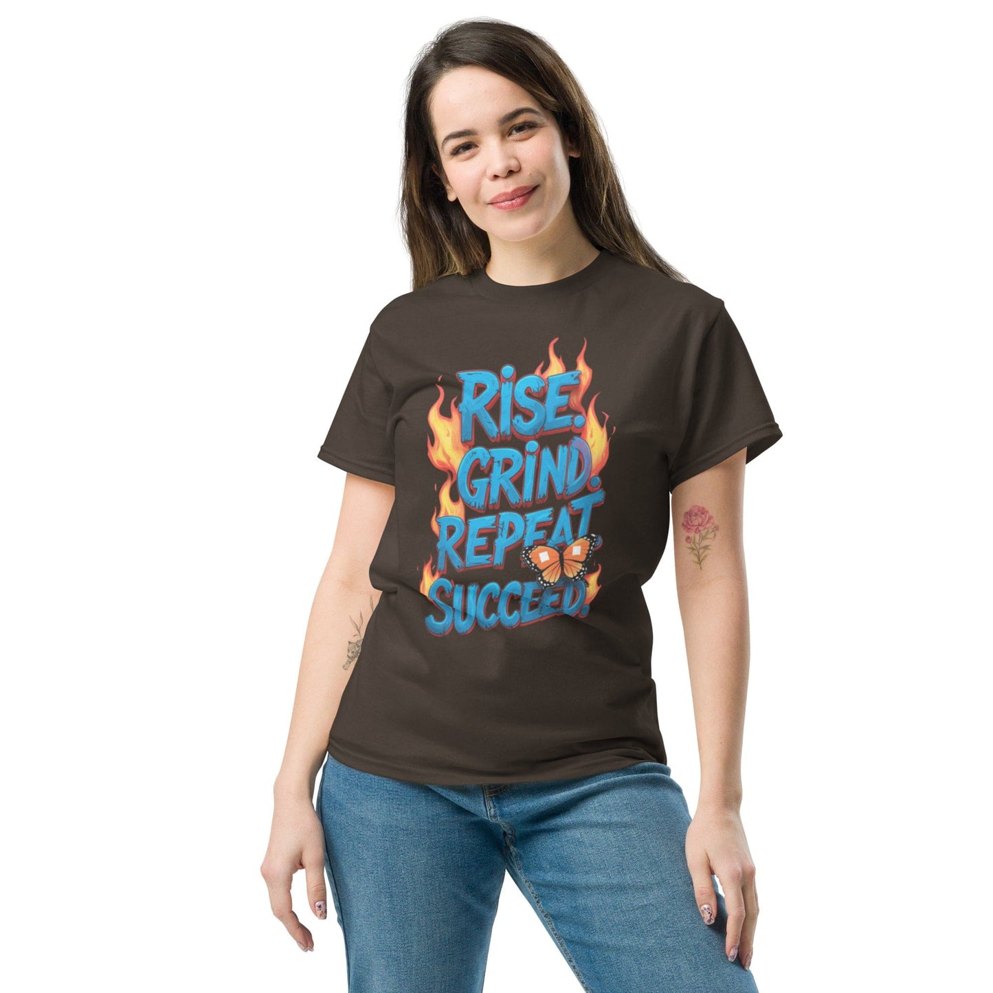 Classic T-Shirt with "Rise, Grind, Repeat, Succeed" - Collections by Moke 66955289