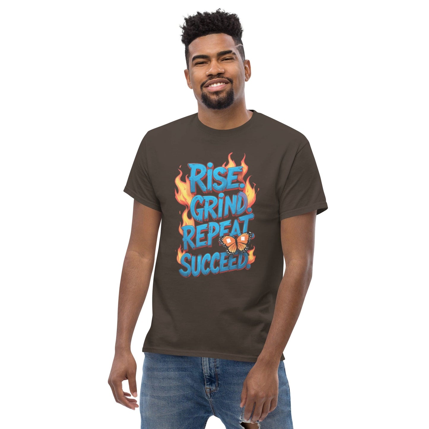 Classic T-Shirt with "Rise, Grind, Repeat, Succeed" - Collections by Moke 33567179