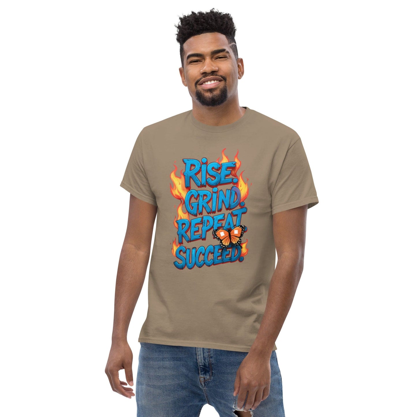 Classic T-Shirt with "Rise, Grind, Repeat, Succeed" - Collections by Moke 8385735