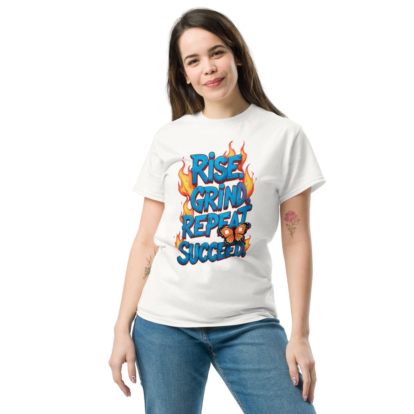 Classic T-Shirt with "Rise, Grind, Repeat, Succeed" - Collections by Moke 27553249