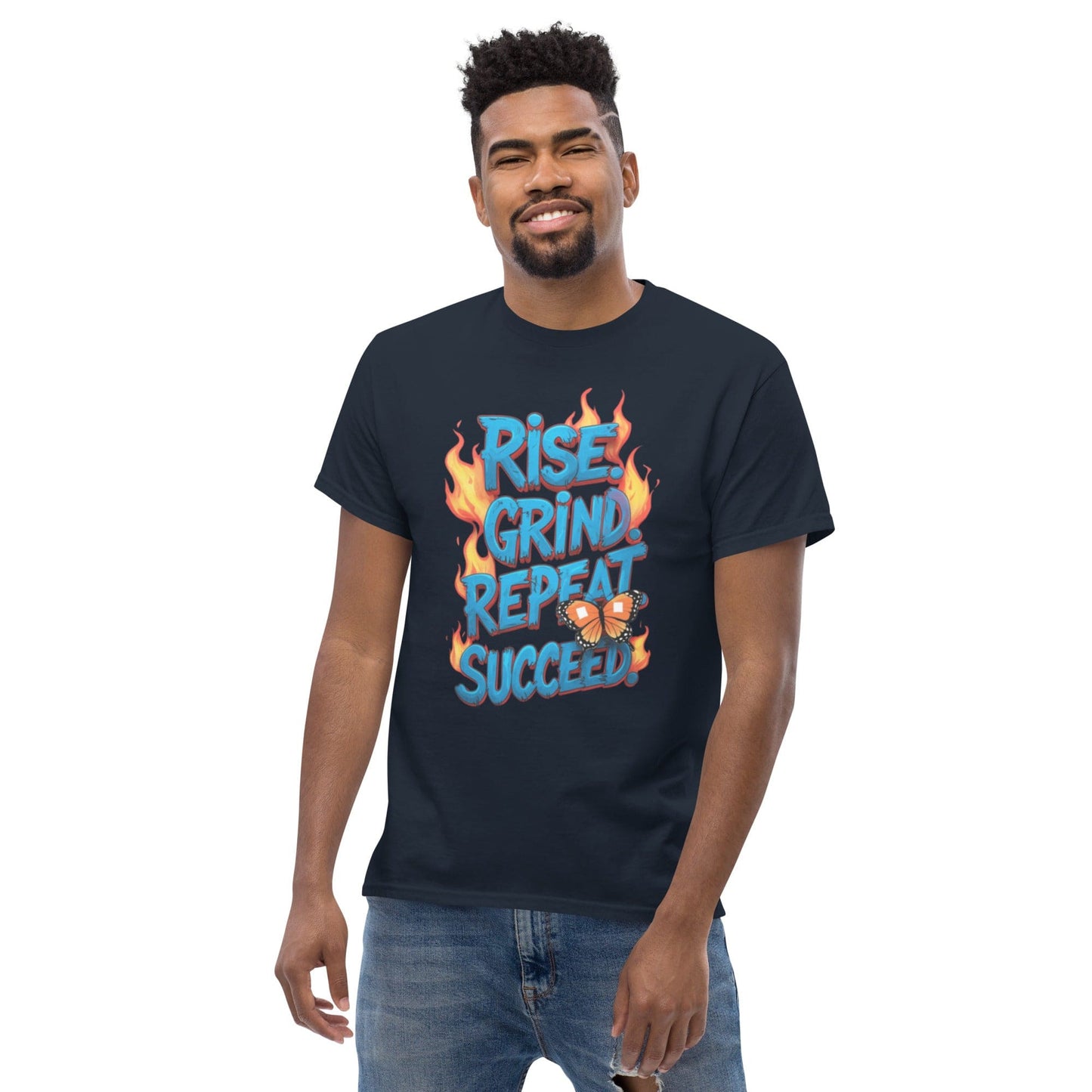Classic T-Shirt with "Rise, Grind, Repeat, Succeed" - Collections by Moke 83550532