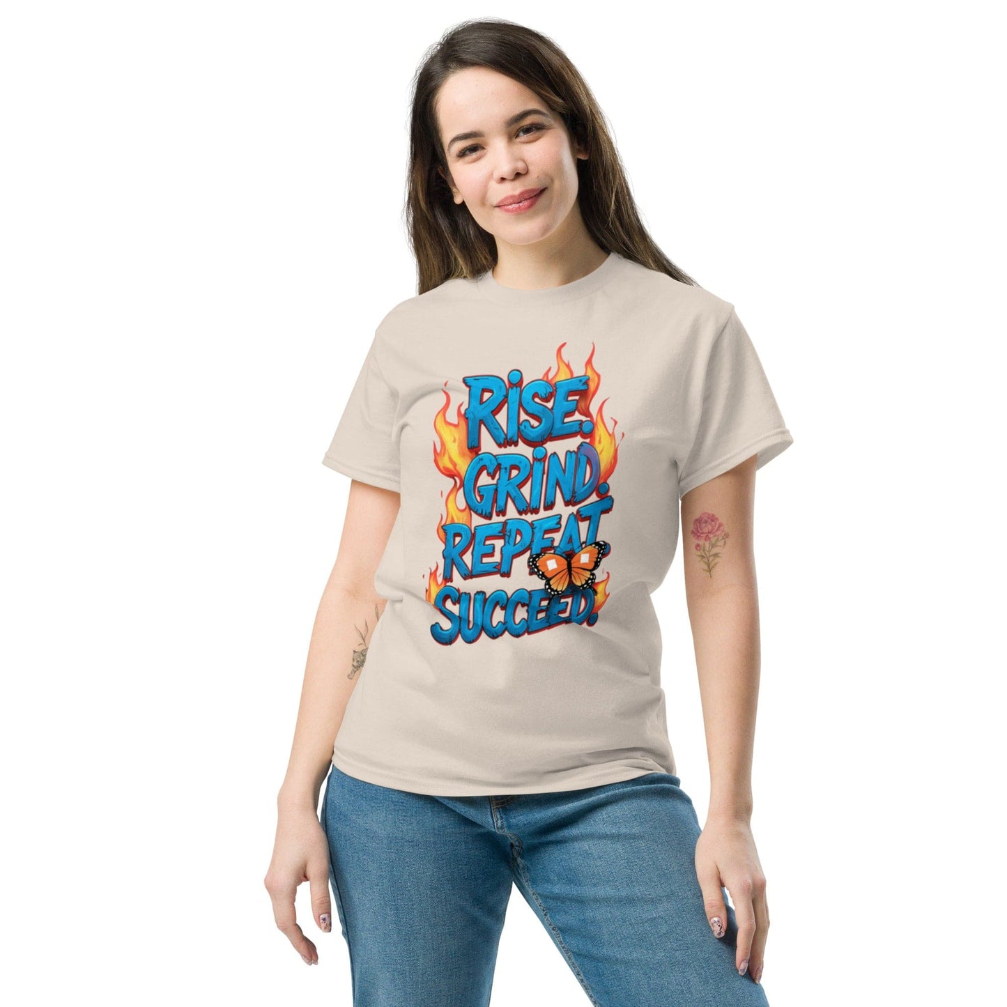 Classic T-Shirt with "Rise, Grind, Repeat, Succeed" - Collections by Moke 59581110