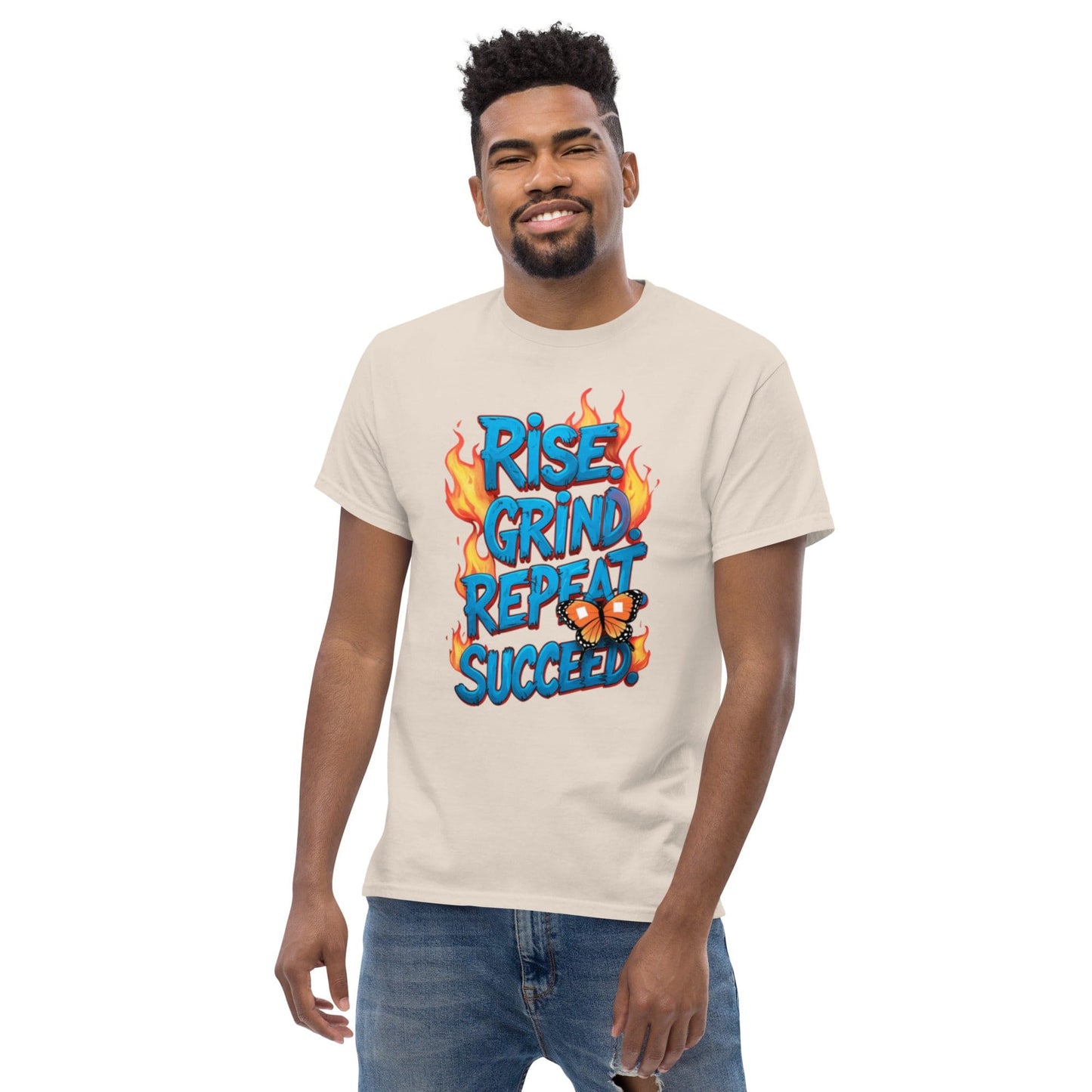 Classic T-Shirt with "Rise, Grind, Repeat, Succeed" - Collections by Moke 3573189
