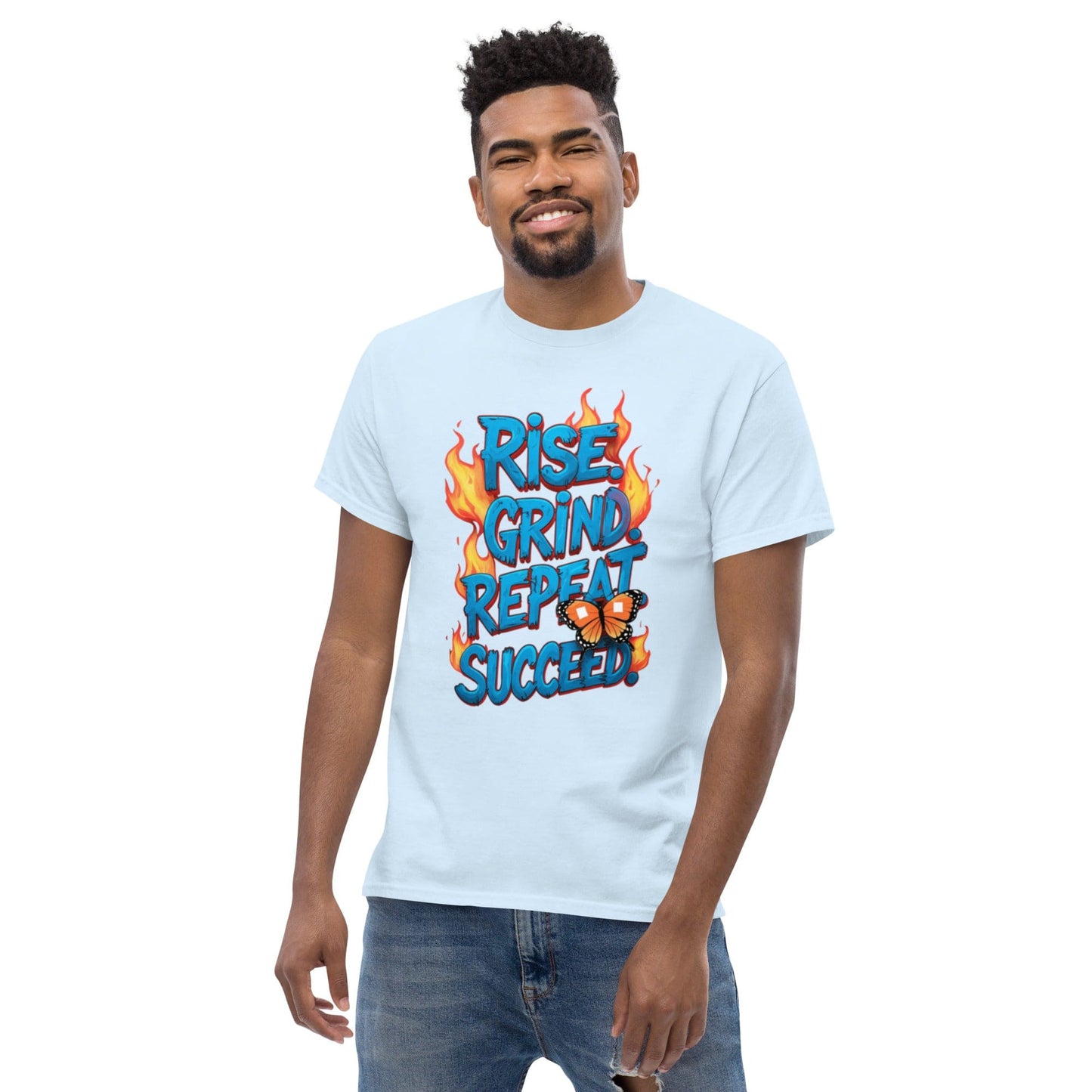 Classic T-Shirt with "Rise, Grind, Repeat, Succeed" - Collections by Moke 89497021