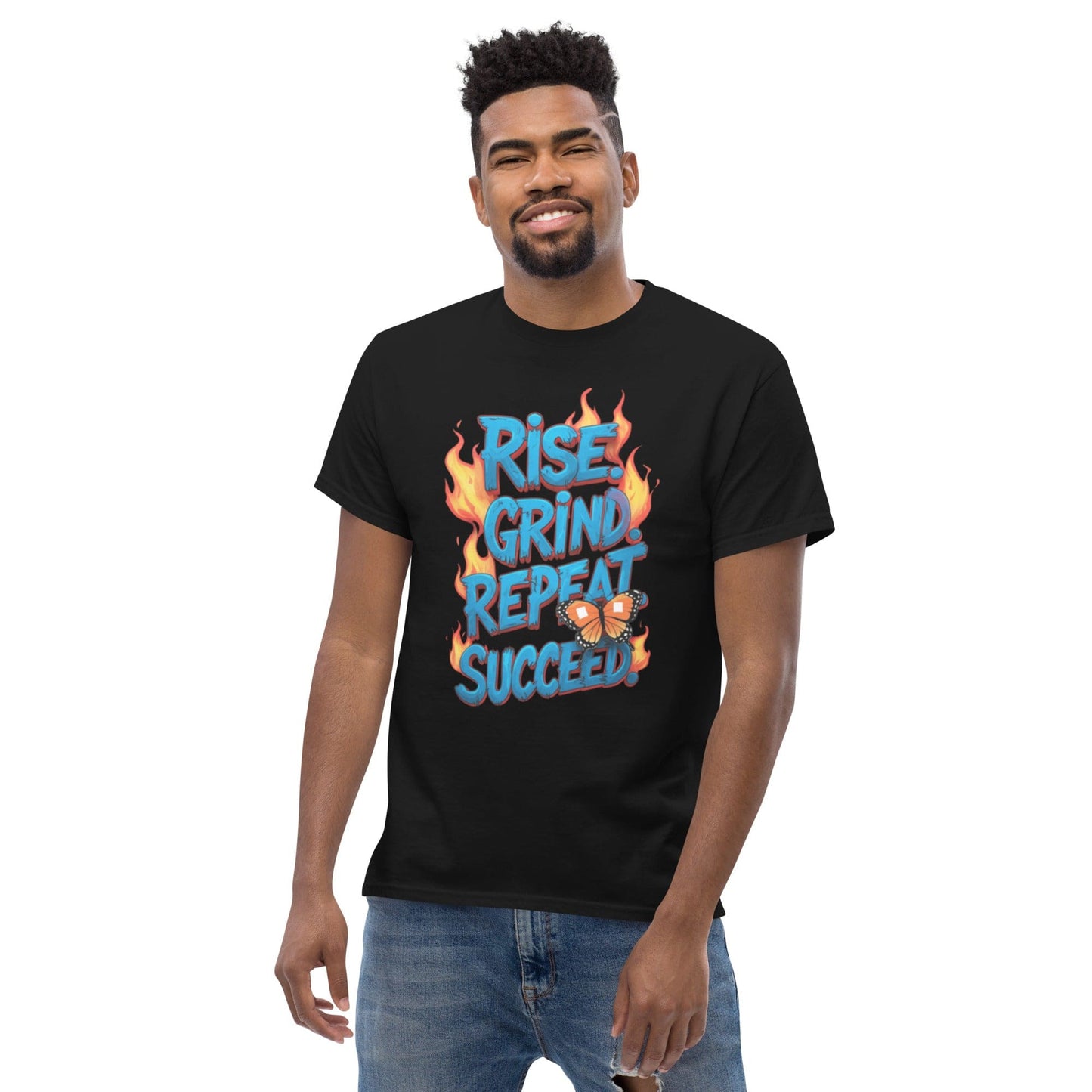 Classic T-Shirt with "Rise, Grind, Repeat, Succeed" - Collections by Moke 64753203