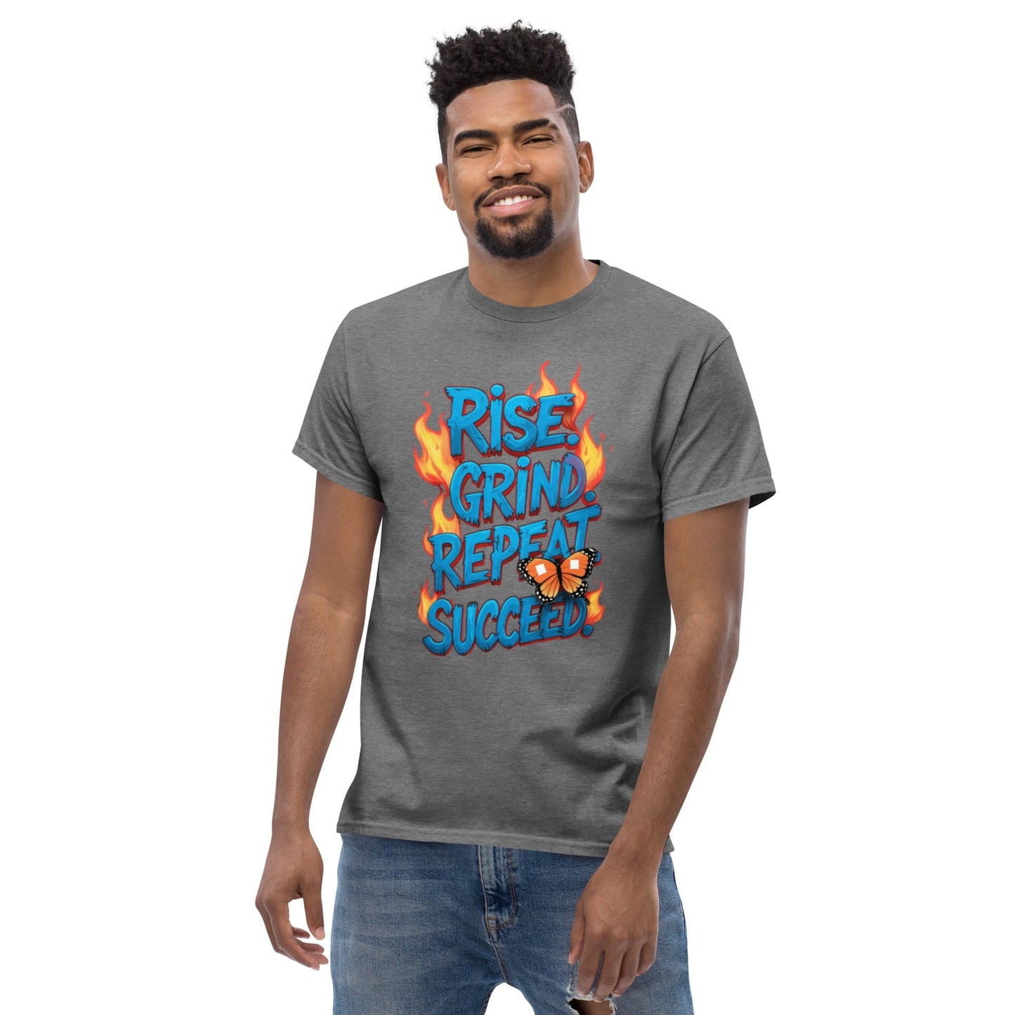 Classic T-Shirt with "Rise, Grind, Repeat, Succeed" - Collections by Moke 41228817