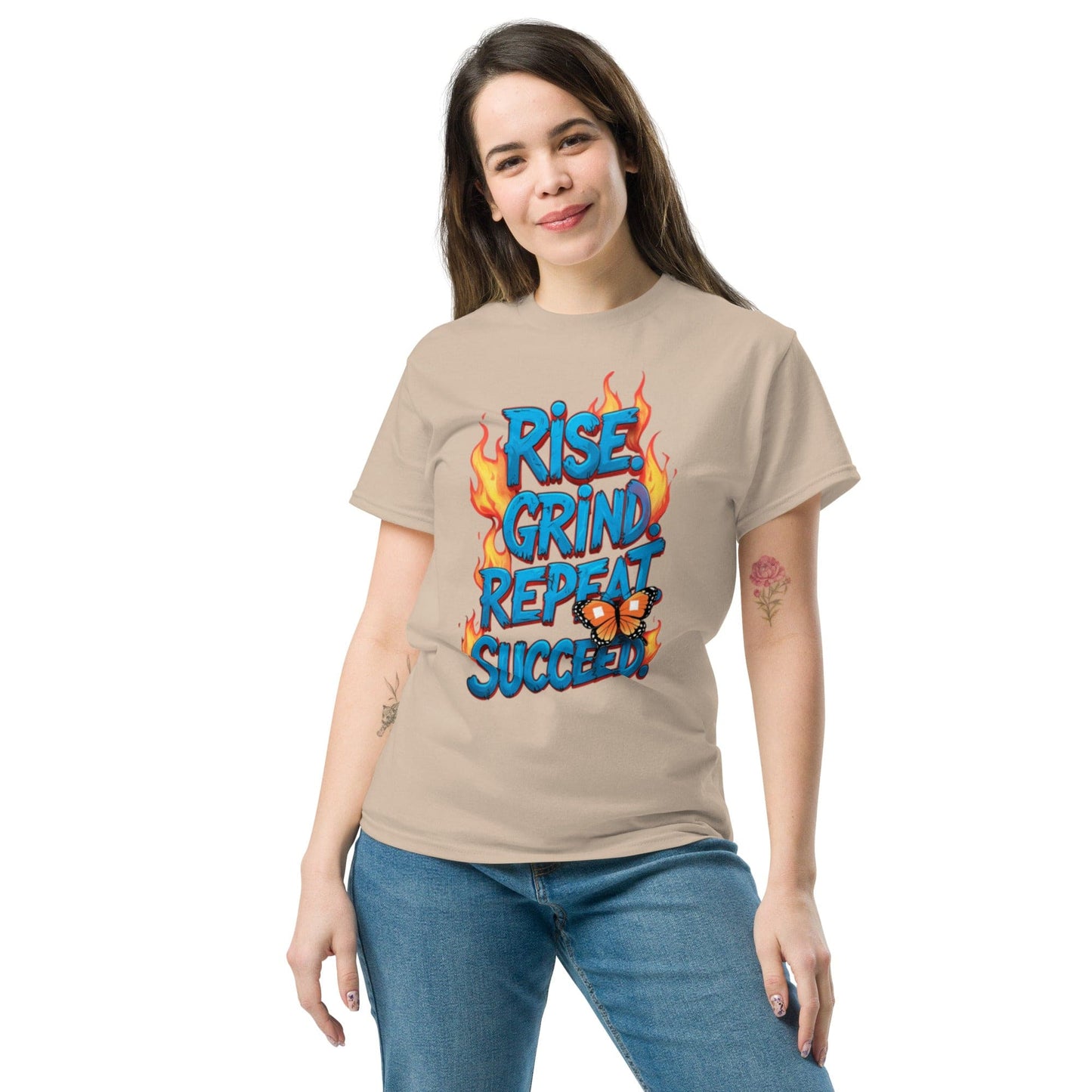 Classic T-Shirt with "Rise, Grind, Repeat, Succeed" - Collections by Moke 62627077