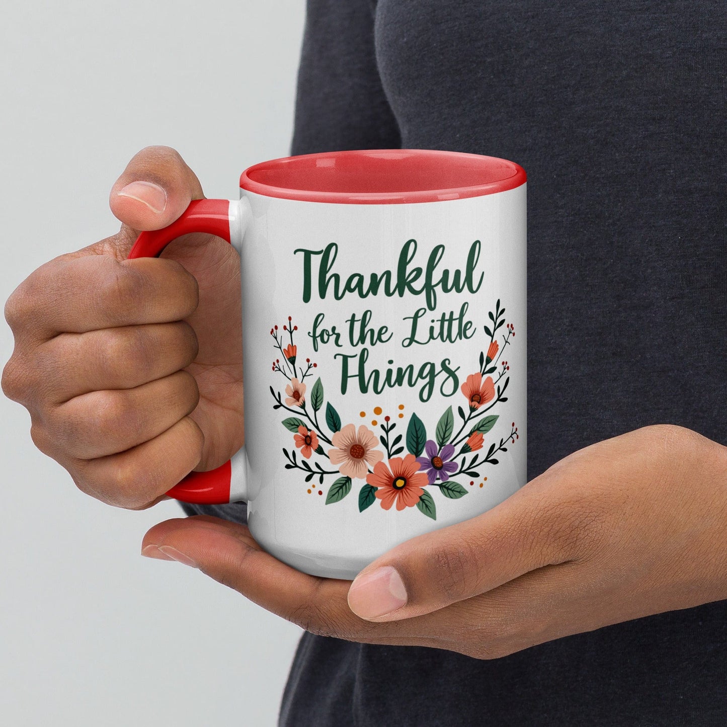 Colourful Ceramic Mug with "Thankful for the little things" - Collections by Moke 13384856