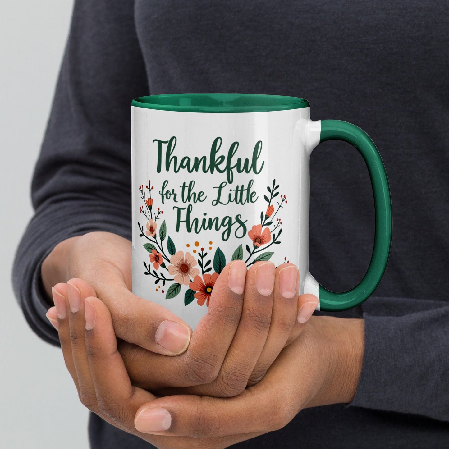 Colourful Ceramic Mug with "Thankful for the little things" - Collections by Moke 7944476