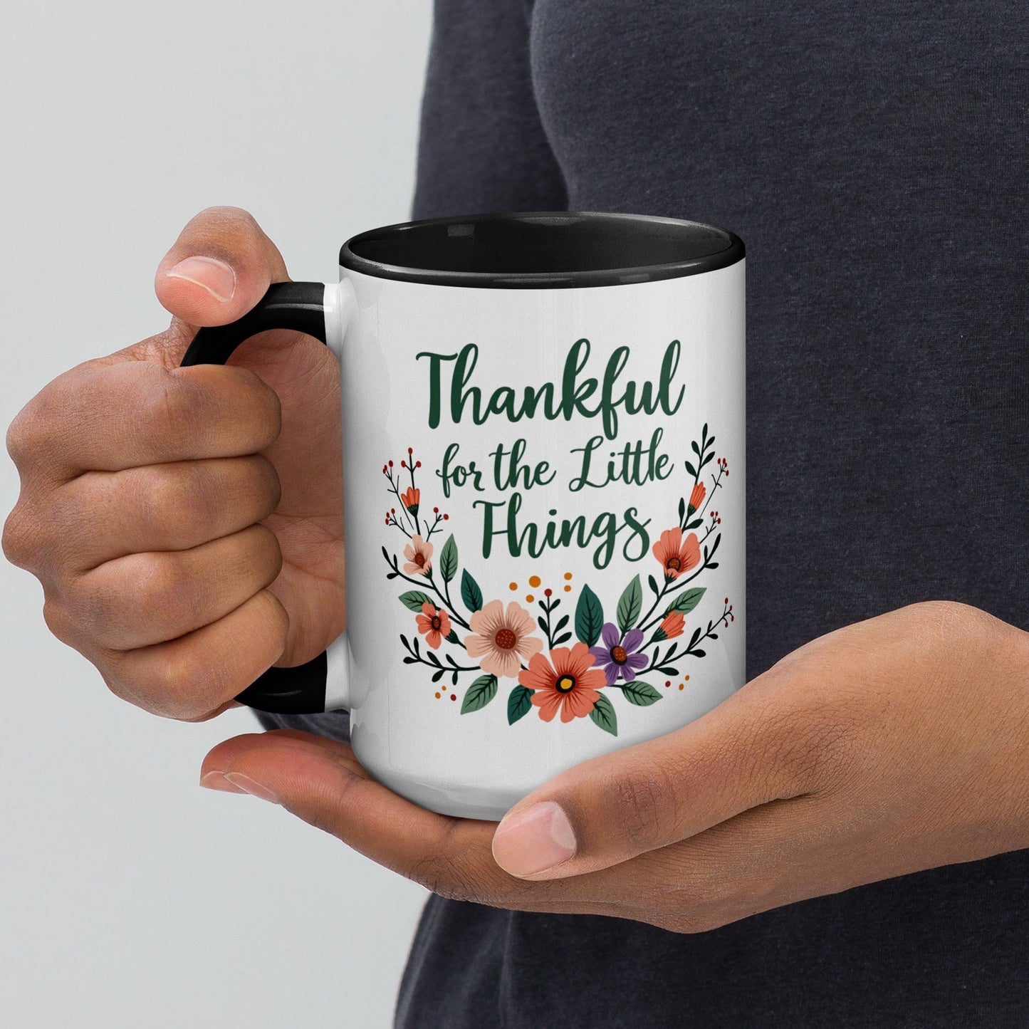 Colourful Ceramic Mug with "Thankful for the little things" - Collections by Moke 24181356