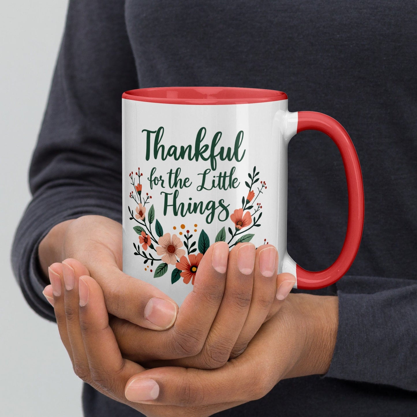Colourful Ceramic Mug with "Thankful for the little things" - Collections by Moke 32042835