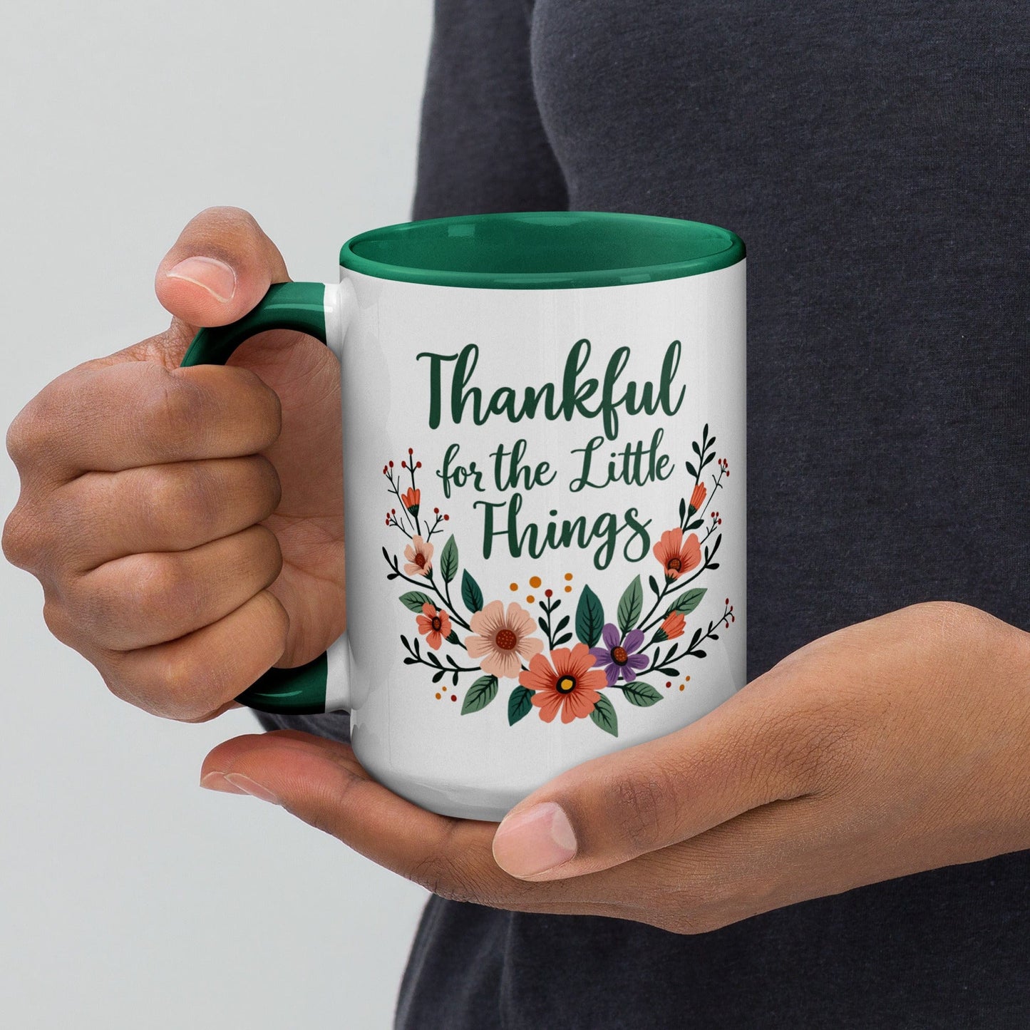 Colourful Ceramic Mug with "Thankful for the little things" - Collections by Moke 80441171
