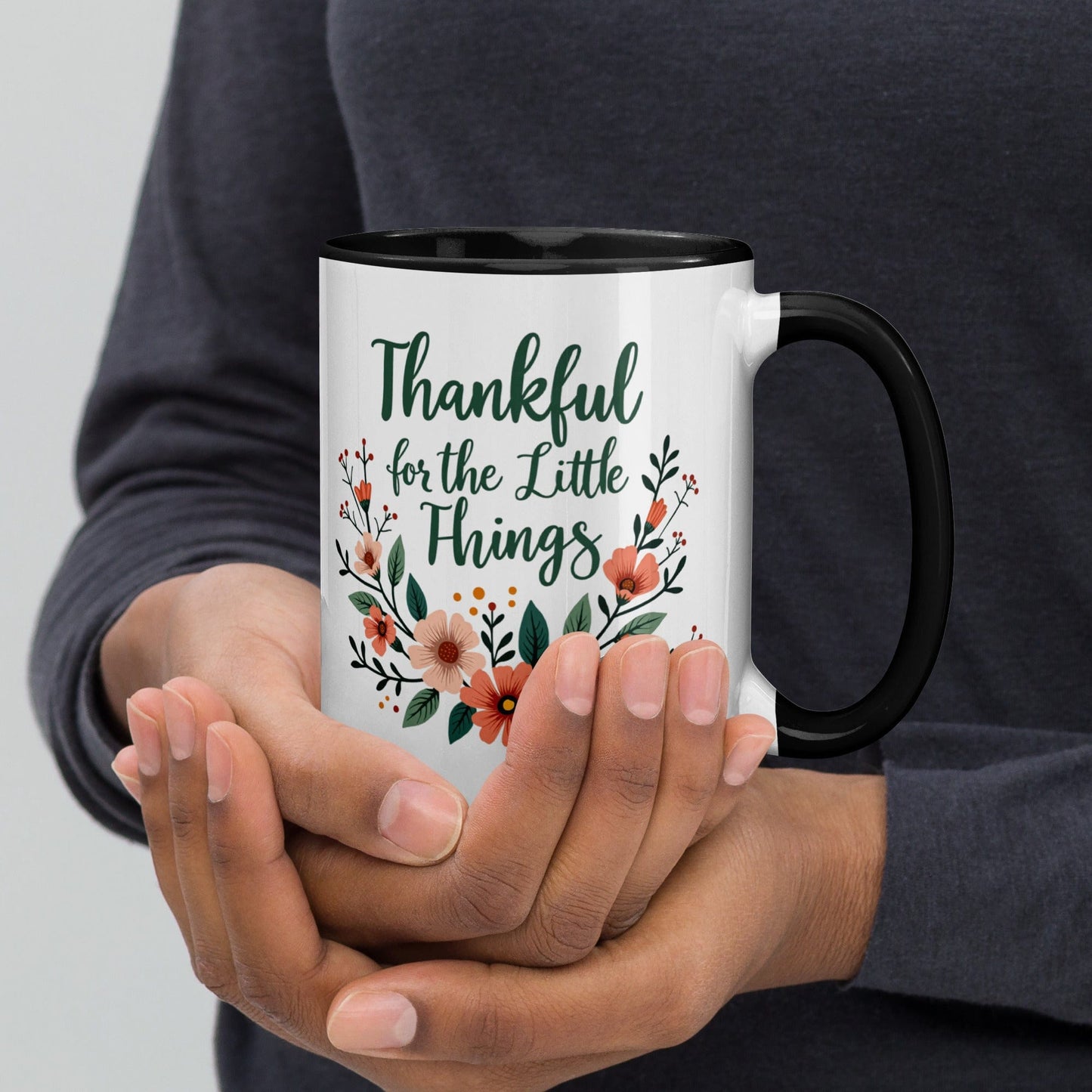 Colourful Ceramic Mug with "Thankful for the little things" - Collections by Moke 73611018