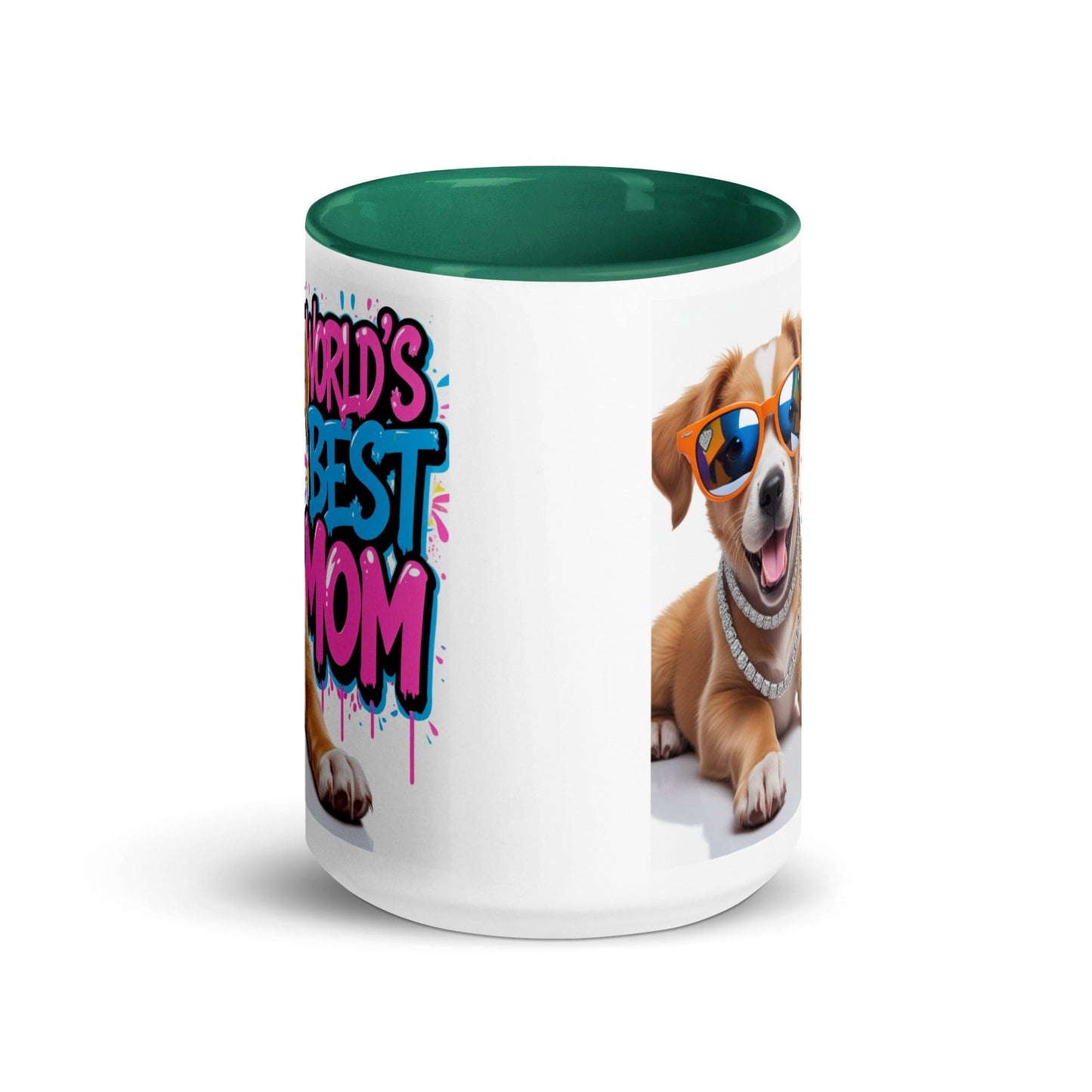 Dog on 15oz Colourful Ceramic Mug with "World's Best Mom" - Collections by Moke 89249802