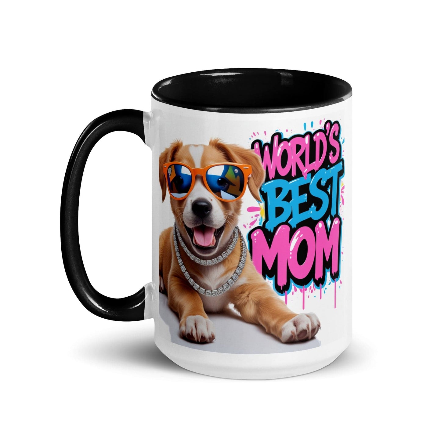 Dog on 15oz Colourful Ceramic Mug with "World's Best Mom" - Collections by Moke 45574715