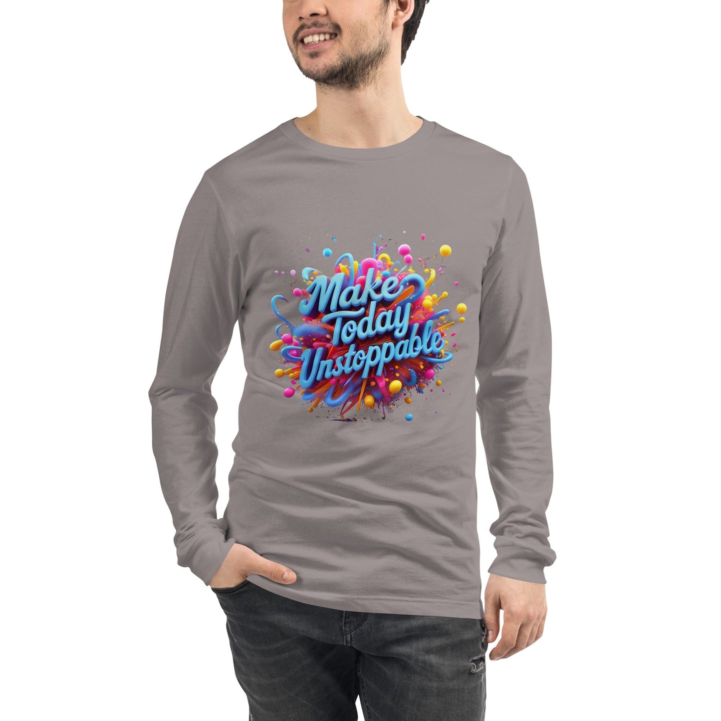 Long Sleeve T-Shirt with 3D render of "Make Today Unstoppable" - Collections by Moke 59992361