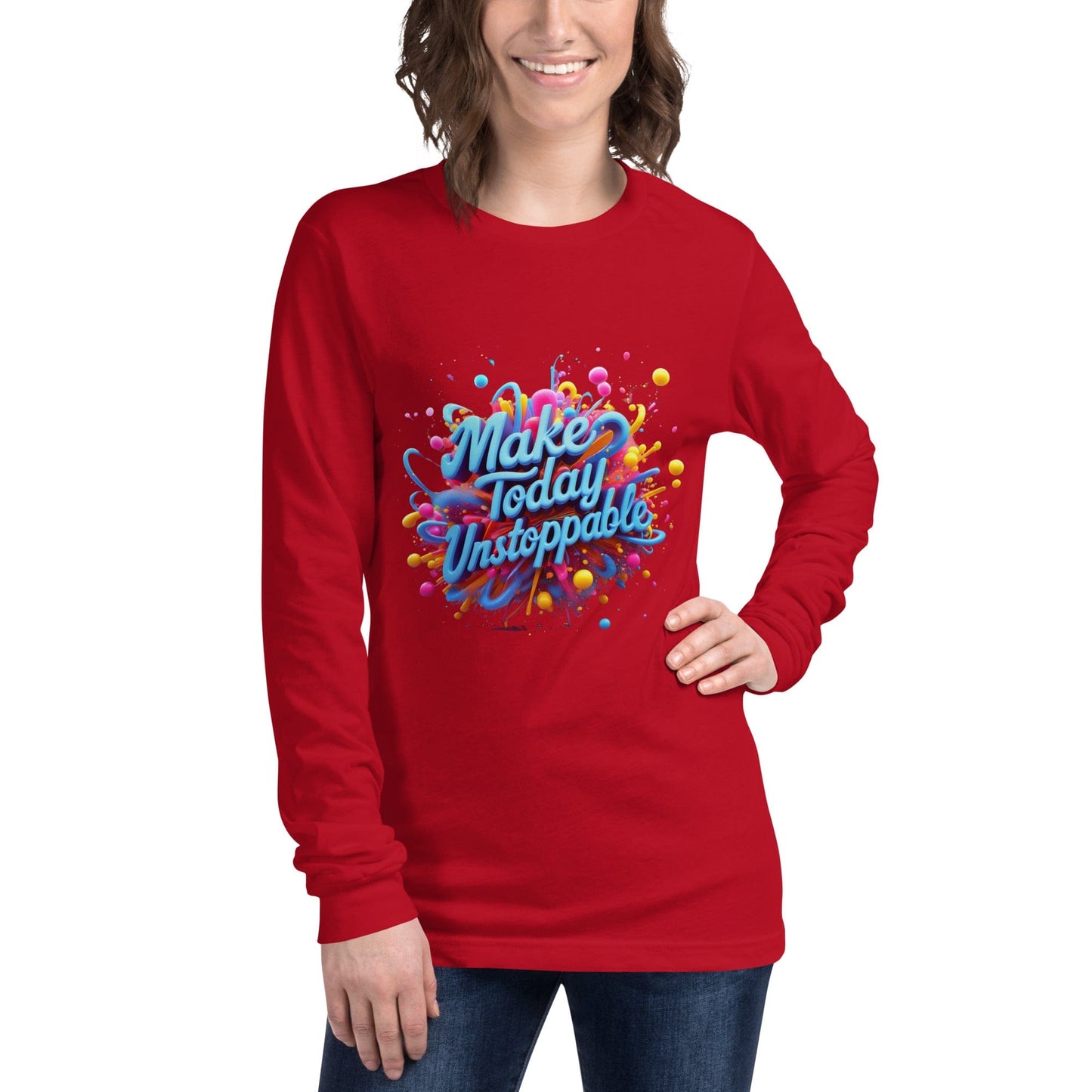 Long Sleeve T-Shirt with 3D render of "Make Today Unstoppable" - Collections by Moke 2910316