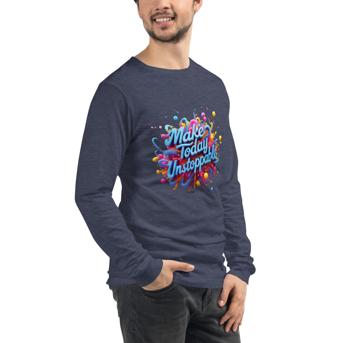 Long Sleeve T-Shirt with 3D render of "Make Today Unstoppable" - Collections by Moke 24376190