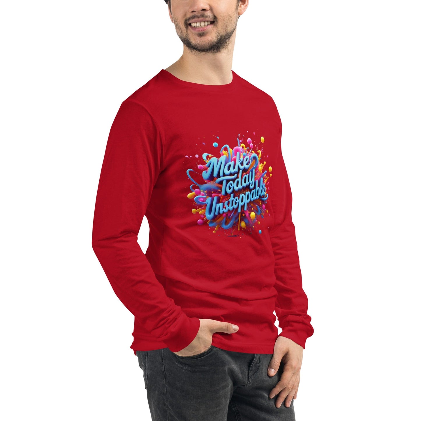 Long Sleeve T-Shirt with 3D render of "Make Today Unstoppable" - Collections by Moke 59758266